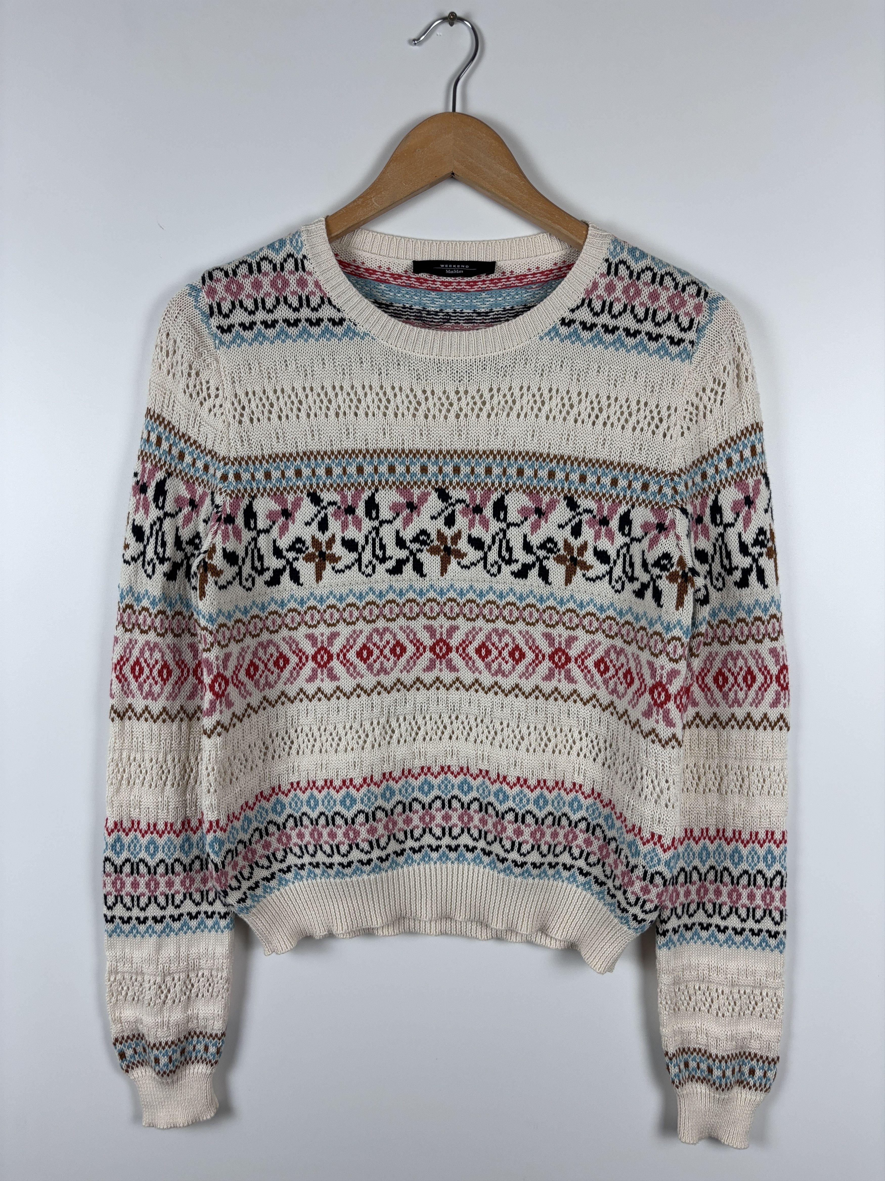 Weekend Max Mara Weekend Max Mara Fair Isle Cotton Knit Sweater Pullover S Size S / US 4 / IT 40 - 1 Thumbnail