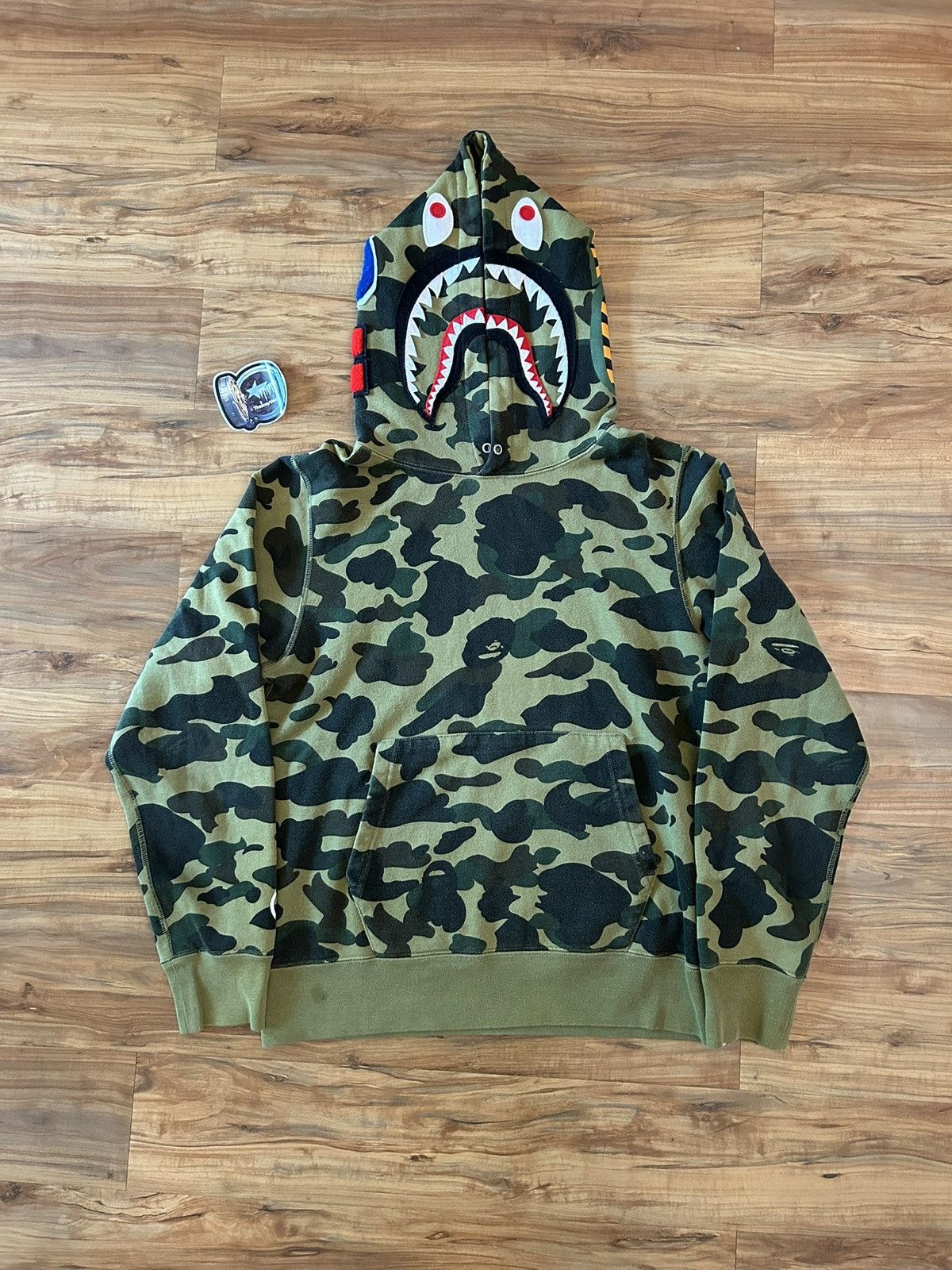 Bape Green Camo Shark Pullover Hoodie