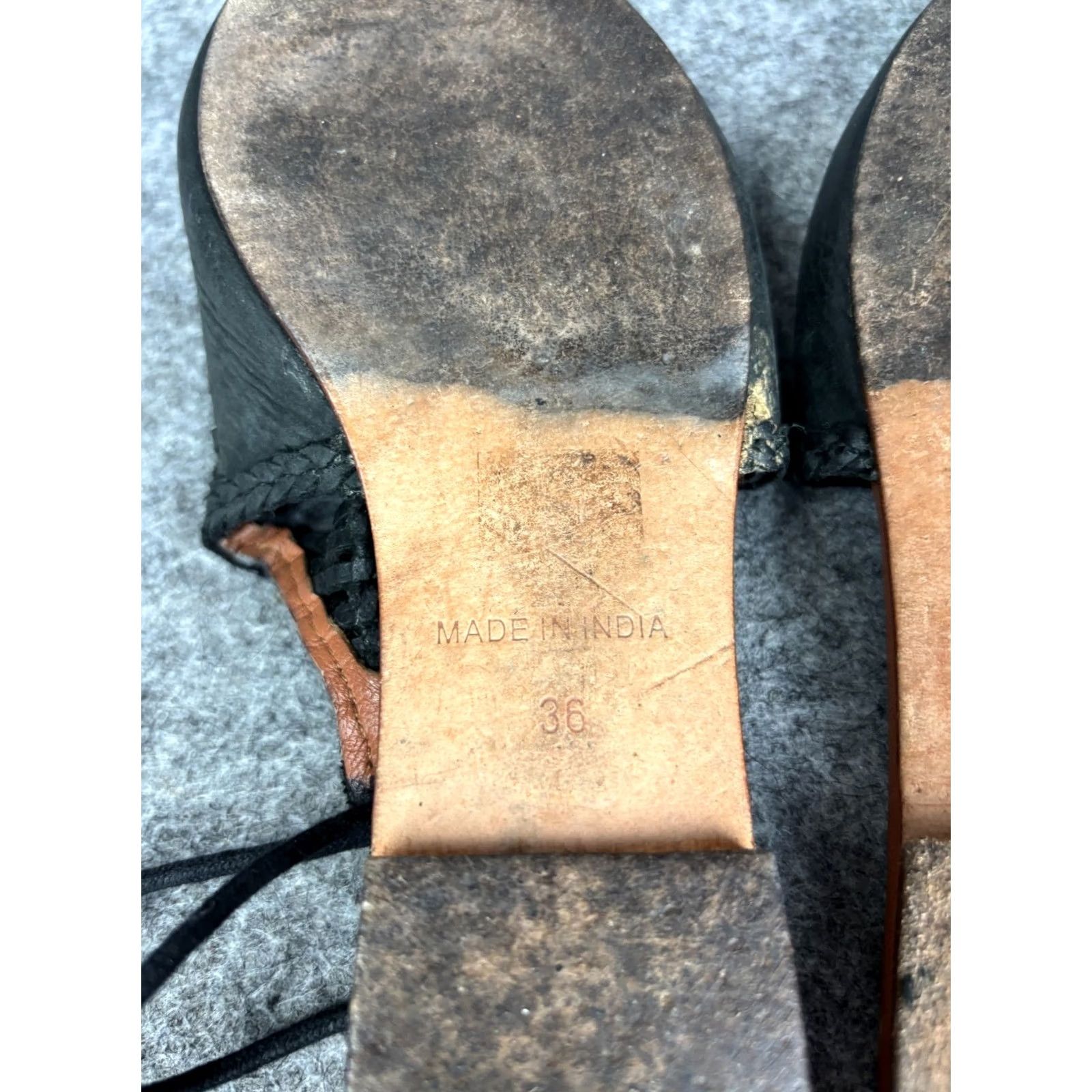 Free People VINTAGE Free People Dana Woven Flat Mule Women's EU 36 Black and Brown Strap Shoes Size US 5 / IT 35 - 6 Thumbnail