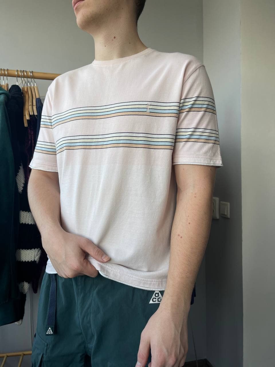 Japanese Brand × Vintage × Yves Saint Laurent Vintage YSL Yves Saint Laurent Striped Japan White Tee Size US M / EU 48-50 / 2 - 1 Thumbnail