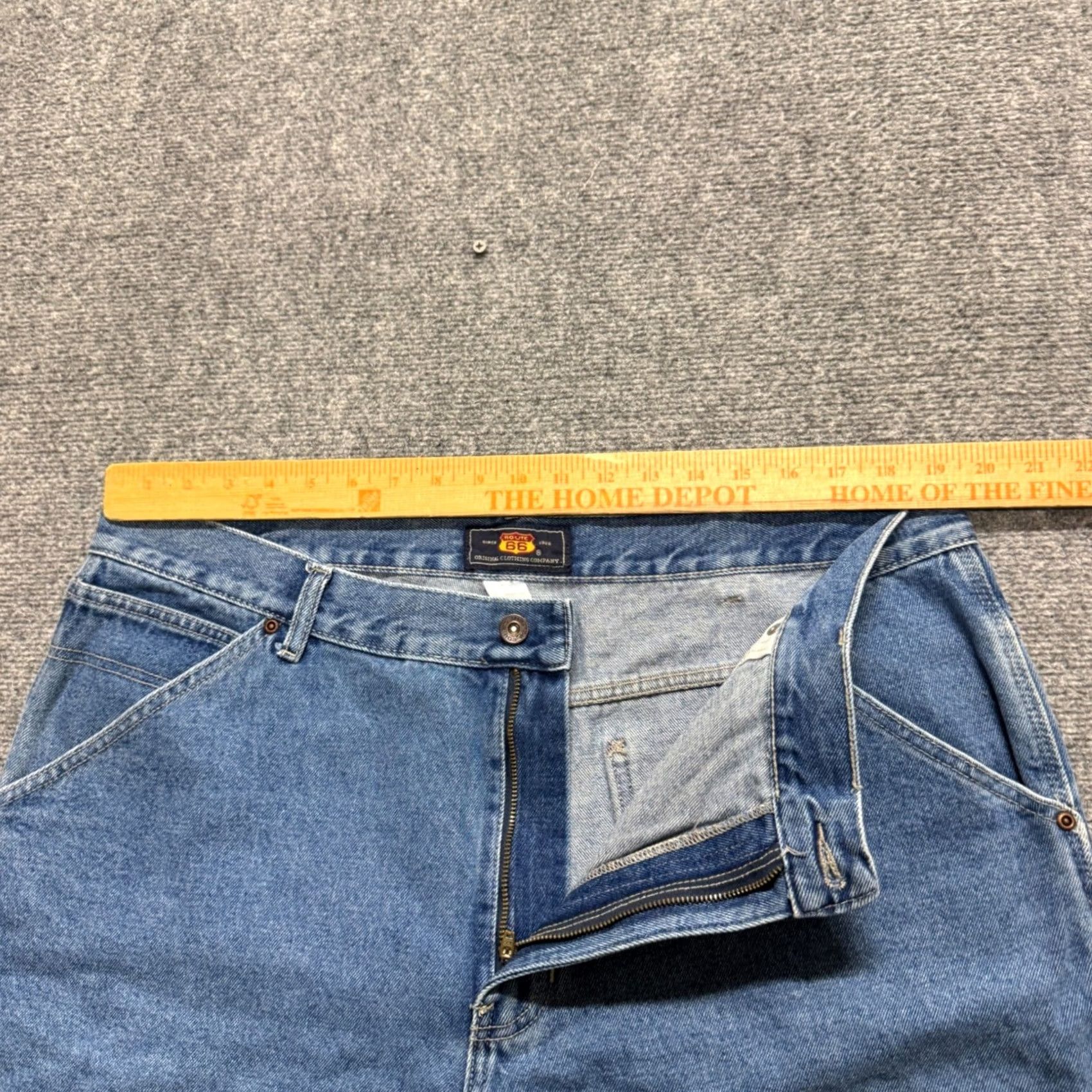 Denime VINTAGE Route 66 Jean Shorts Men 40 Denim Blue Wide Leg Carpenter 90s Y2K Mens Size US 40 / EU 56 - 3 Thumbnail