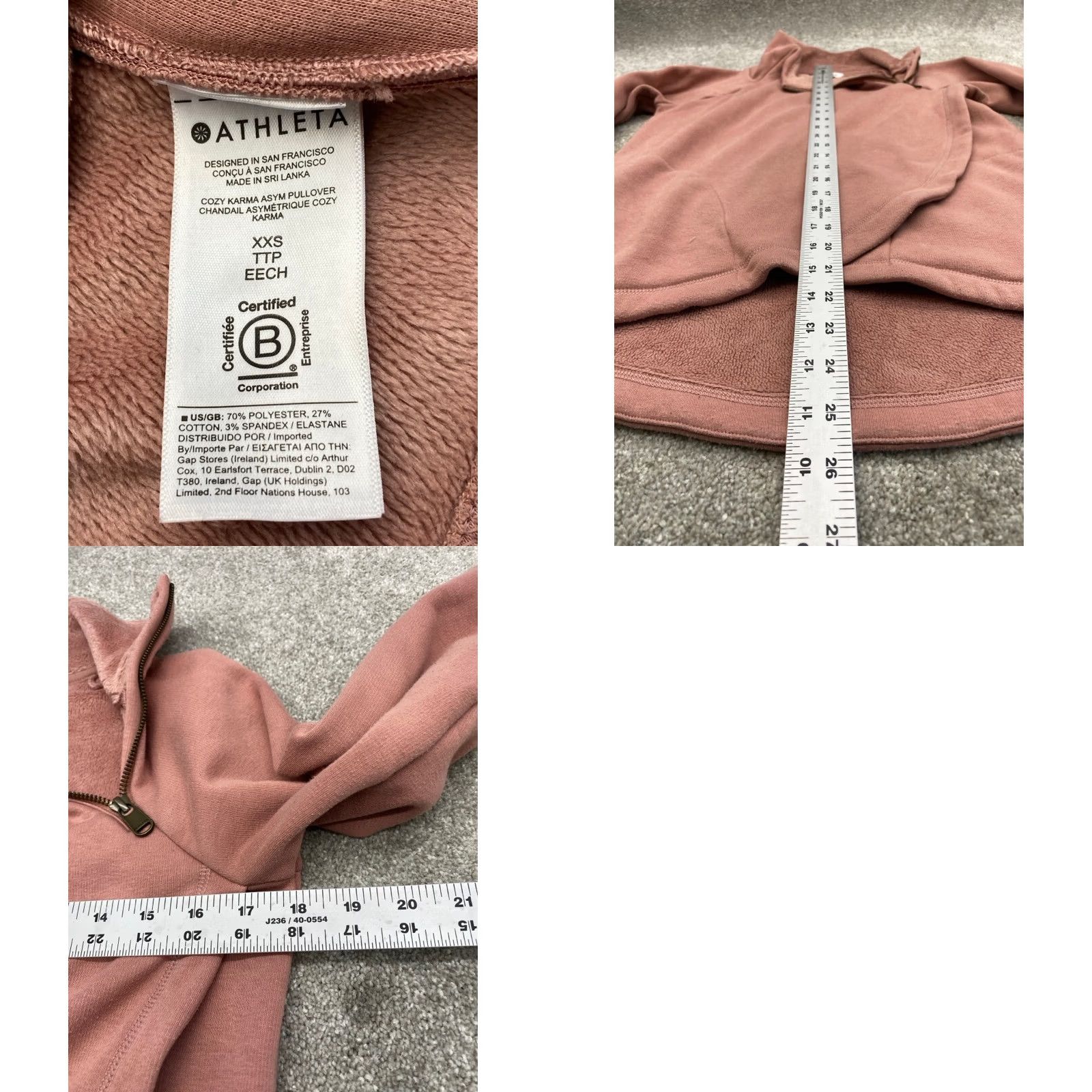 Athleta Athleta Pullover Sweater Women XS Mauve Fleece Zip Pocket High Neck Knit Solid 2XS Pink 5898 Size XXS / US 00 / IT 34 - 8 Thumbnail