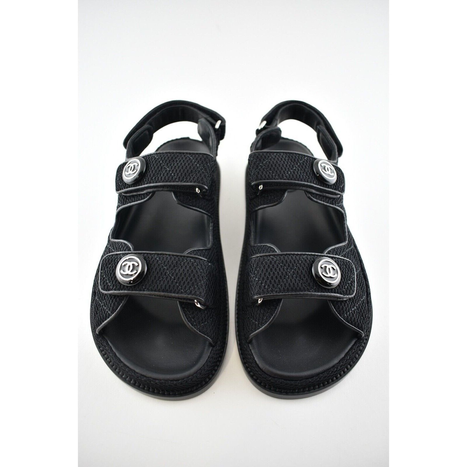 Chanel Chanel 21C Black Fabric Silver CC Logo Mule Slide Strap Size US 10 / IT 40 - 8 Thumbnail