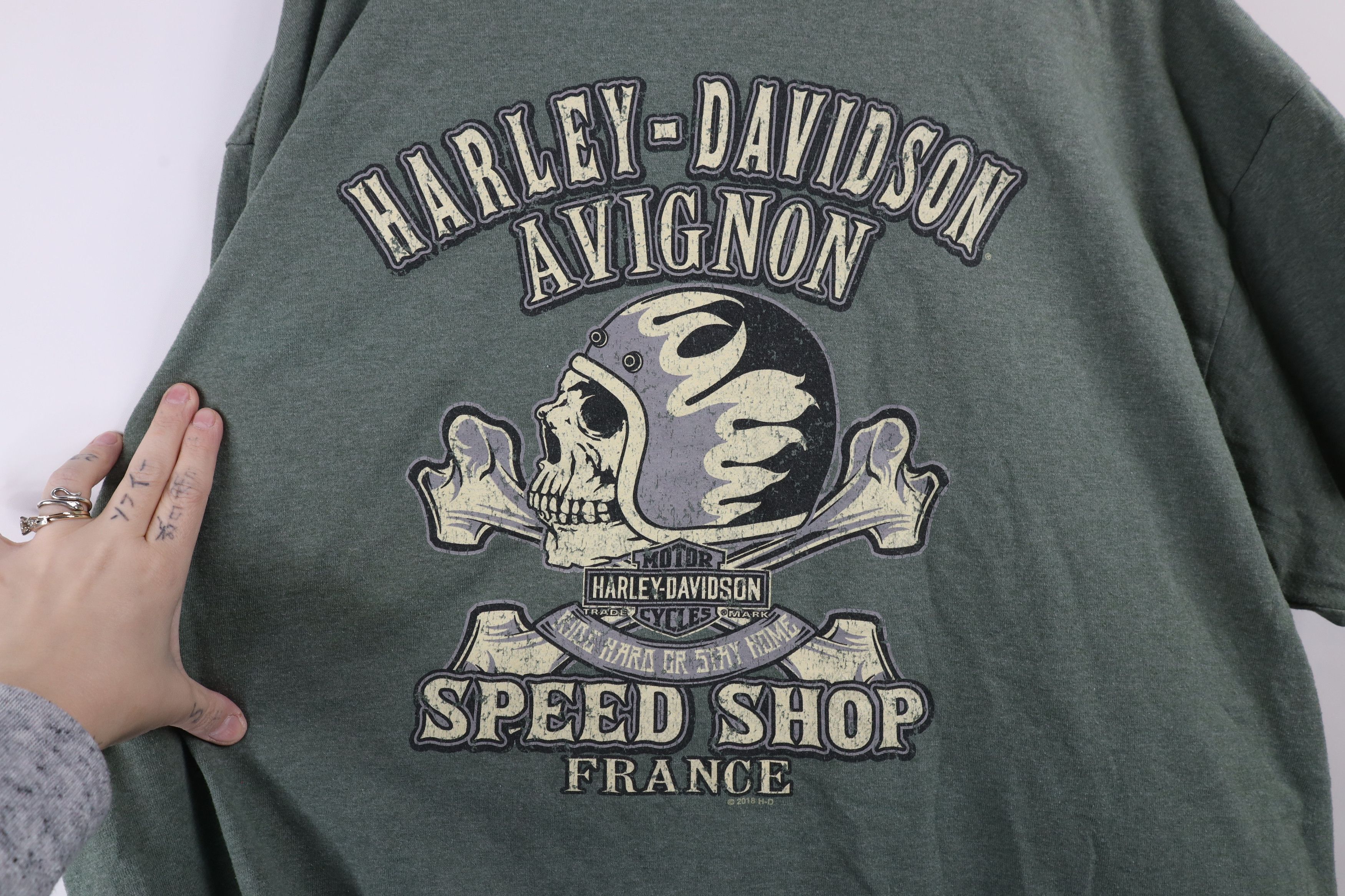 Harley Davidson × Vintage Vintage Y2K Harley Davidson Spell Motor Oil T-Shirt Green Size US XXL / EU 58 / 5 - 10 Thumbnail