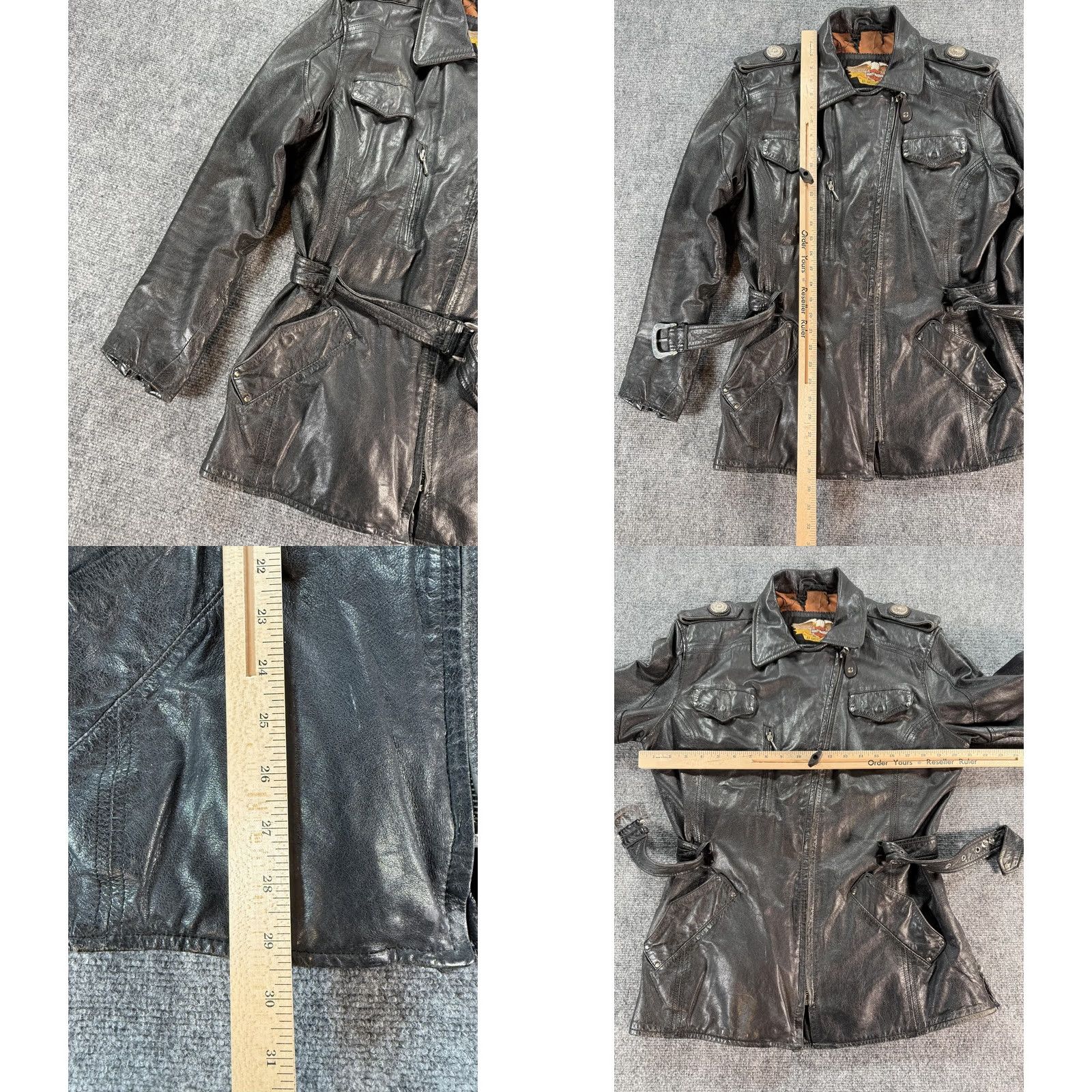 Harley Davidson VINTAGE Harley Davidson Jacket Womens Medium Black Leather Moto Biker 90s Size M / US 6-8 / IT 42-44 - 8 Thumbnail