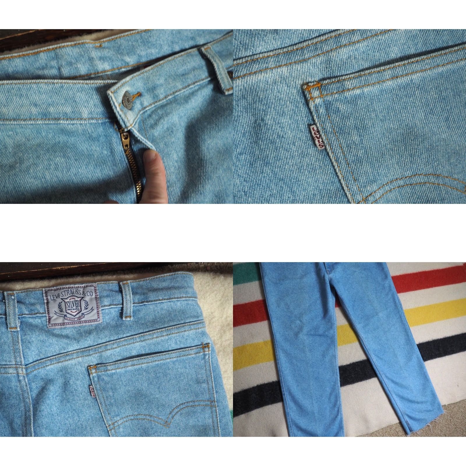 Levi's VTG Levi's Silver Medal Light Wash Denim Jeans 42x31 Mens Relaxed Straight 90s Blue Cotton Bag? Size US 42 / EU 58 - 8 Thumbnail