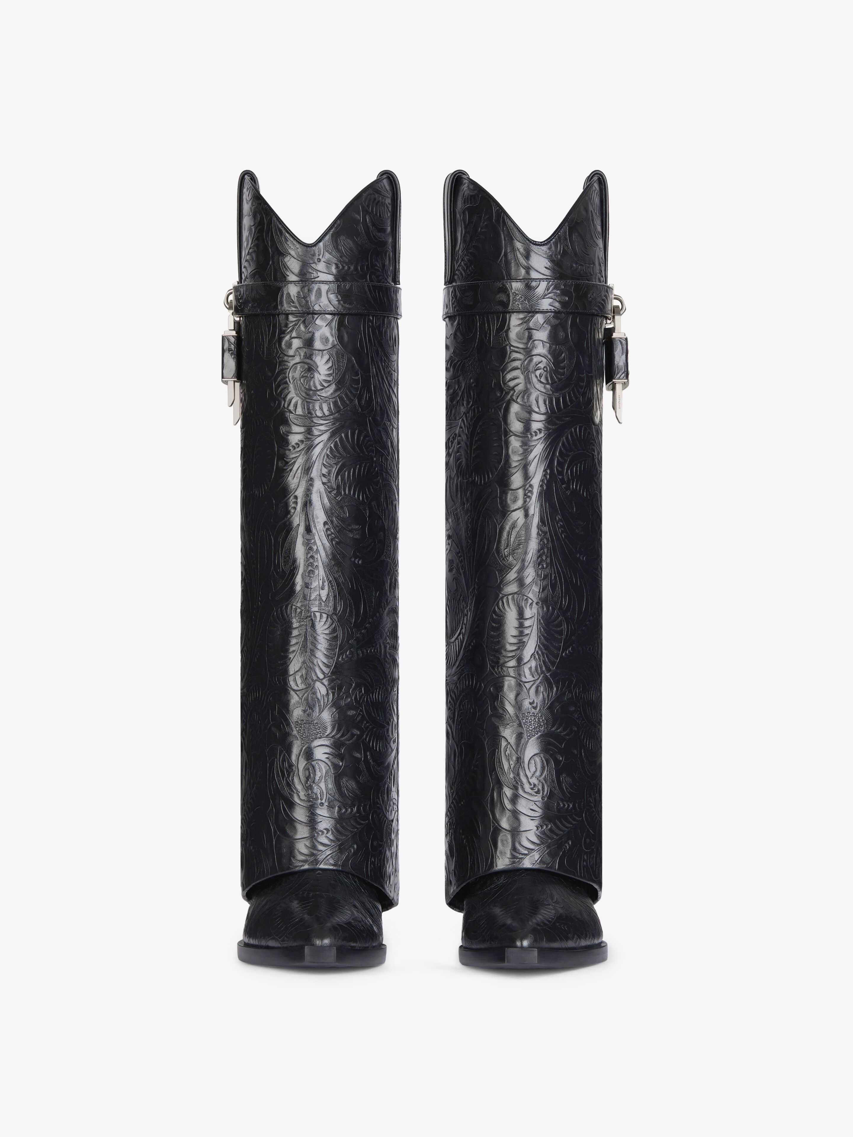 Givenchy o1srvl11e0525 Shark Lock Cowboy High Boots 60mm in Black Size US 11 / IT 41 - 5 Thumbnail