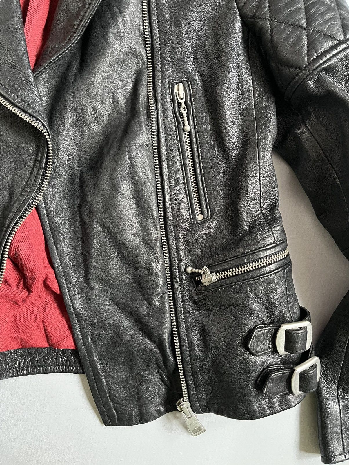 Allsaints AllSaints Women Lamb Leather Black Biker Jacket Size XS / US 0-2 / IT 36-38 - 4 Thumbnail