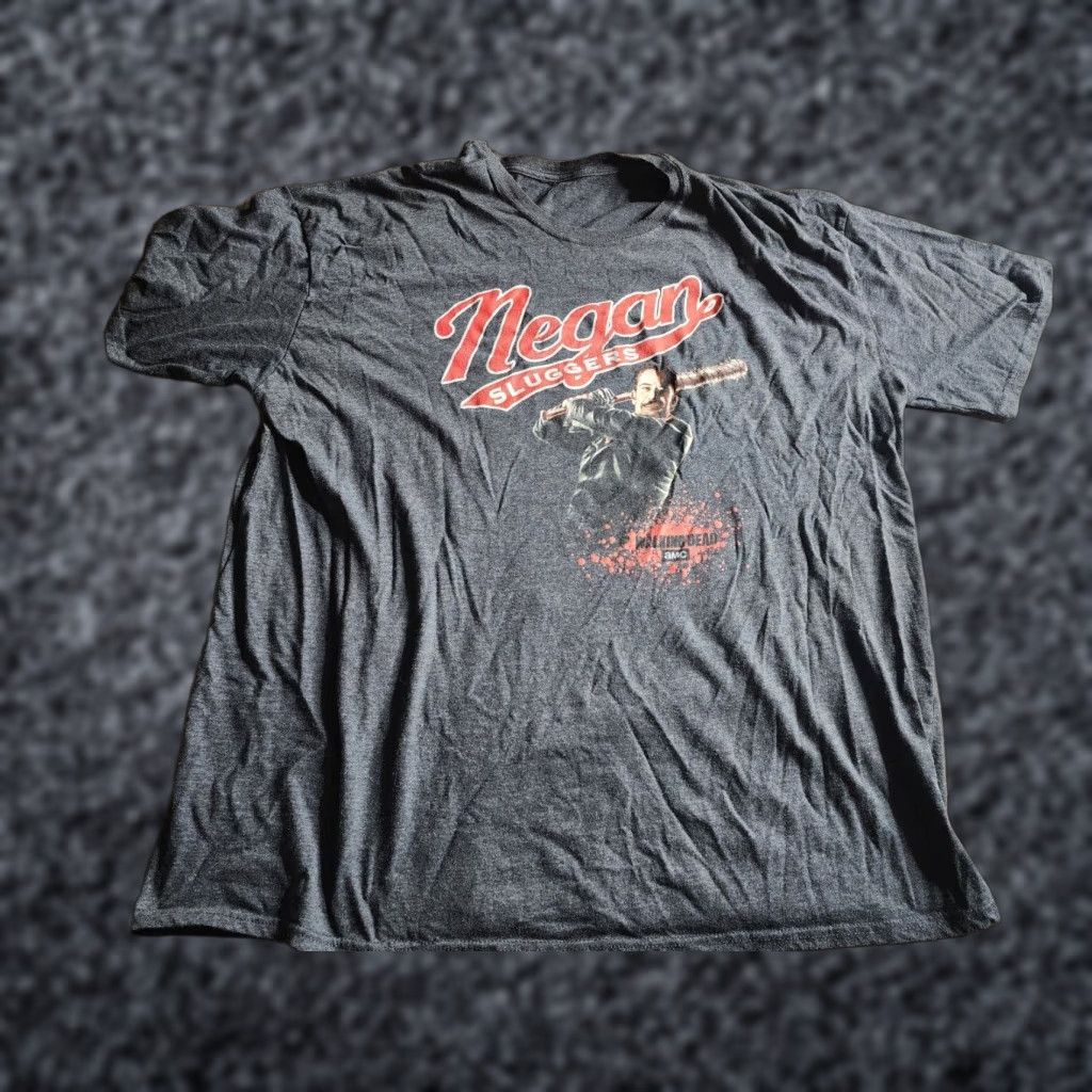 Vintage Mens 2XL The Walking Dead Negan Sluggers T Shirt Gray Crew Neck Short Sleeve Horror Movie TV Mens Size US XXL / EU 58 / 5 - 1 Thumbnail