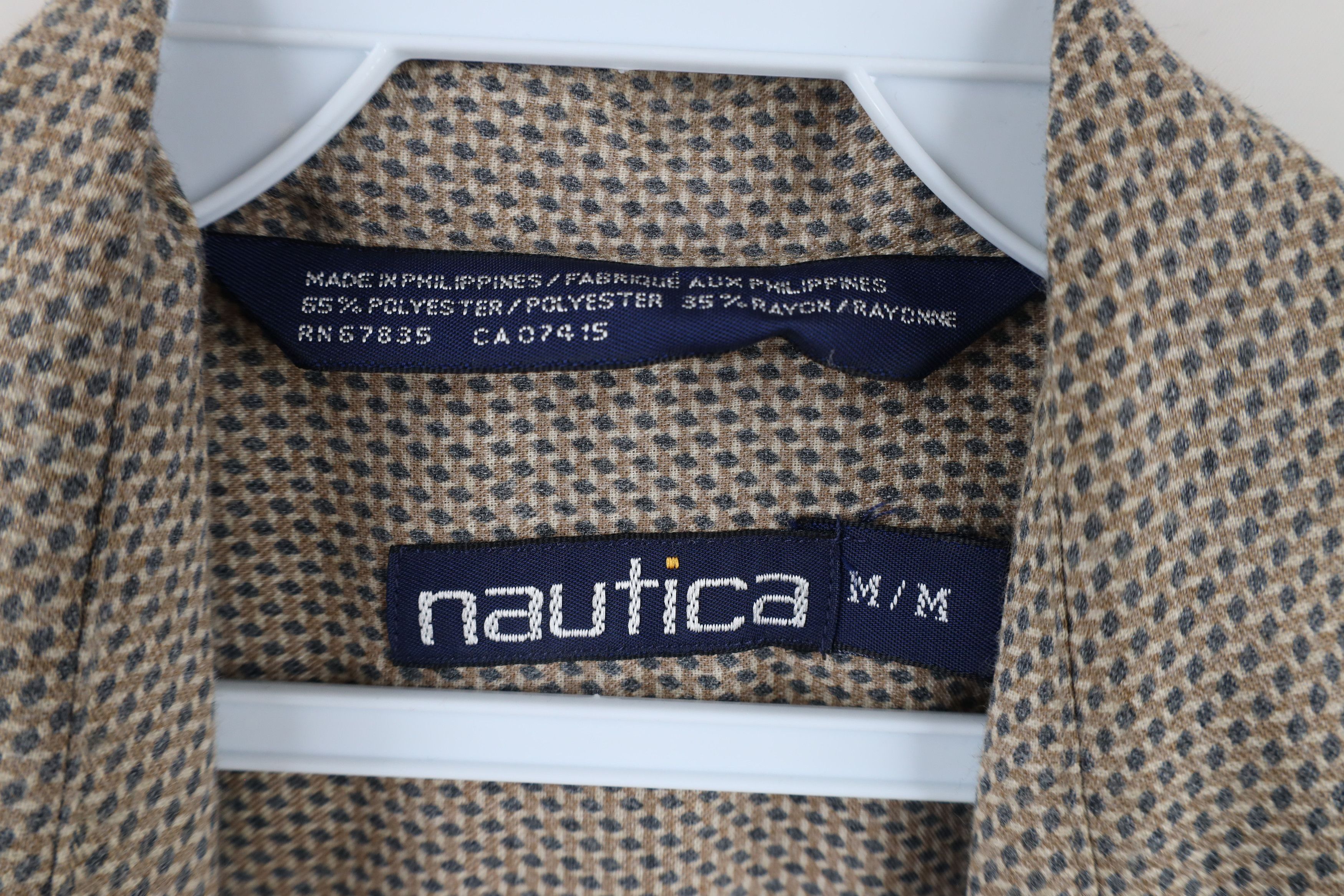 Nautica × Vintage Vintage 90s Nautica Rayon Blend Collared Button Shirt Beige Size US M / EU 48-50 / 2 - 5 Thumbnail