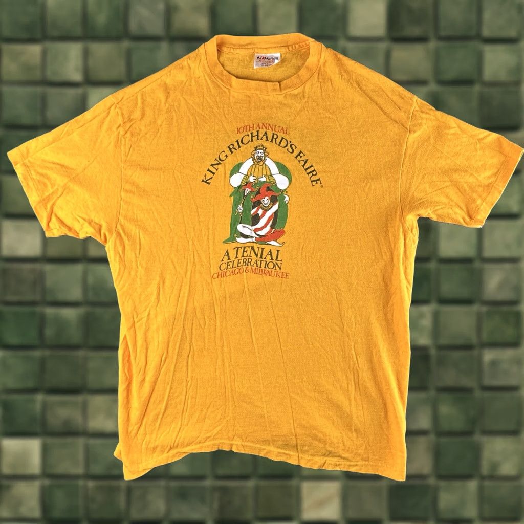 Hanes VINTAGE King Richard’s Faire T Shirt USA Renaissance Festival XL Yellow 80s Mens Size US XL / EU 56 / 4 - 1 Thumbnail