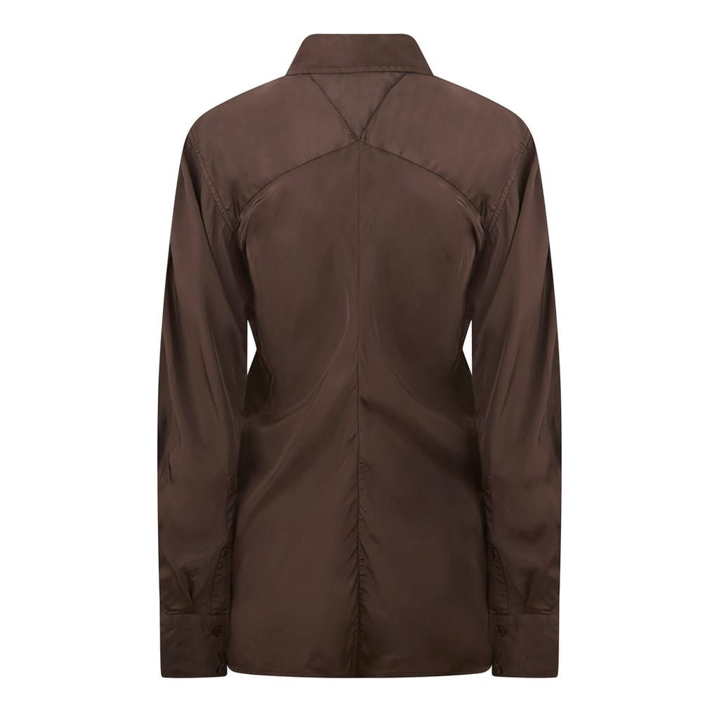 Bottega Veneta Bottega Veneta Long Sleeve Regular Fit Shirt in Brown Size XXS / US 00 / IT 34 - 3 Thumbnail