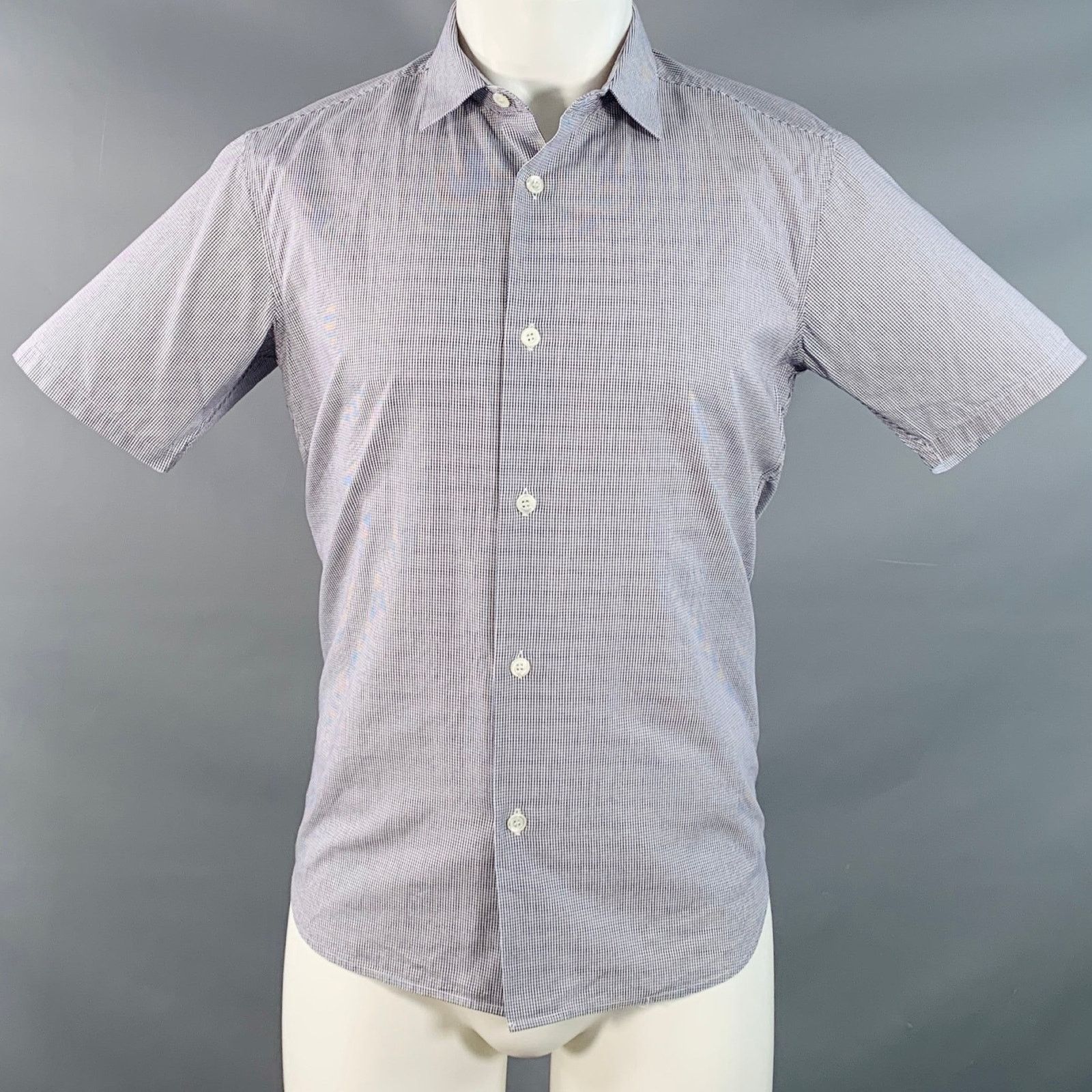 agnes b. AGNÈS B Gingham Cotton Button Down Collar Short Sleeve Shirt Size US M / EU 48-50 / 2 - 1 Thumbnail