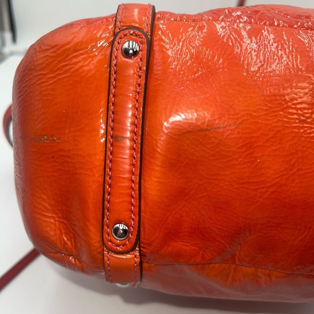 Coach Coach AUDREY OP ART CORAL Peach Patent Leather Tote Shoulder Size ONE SIZE - 9 Thumbnail