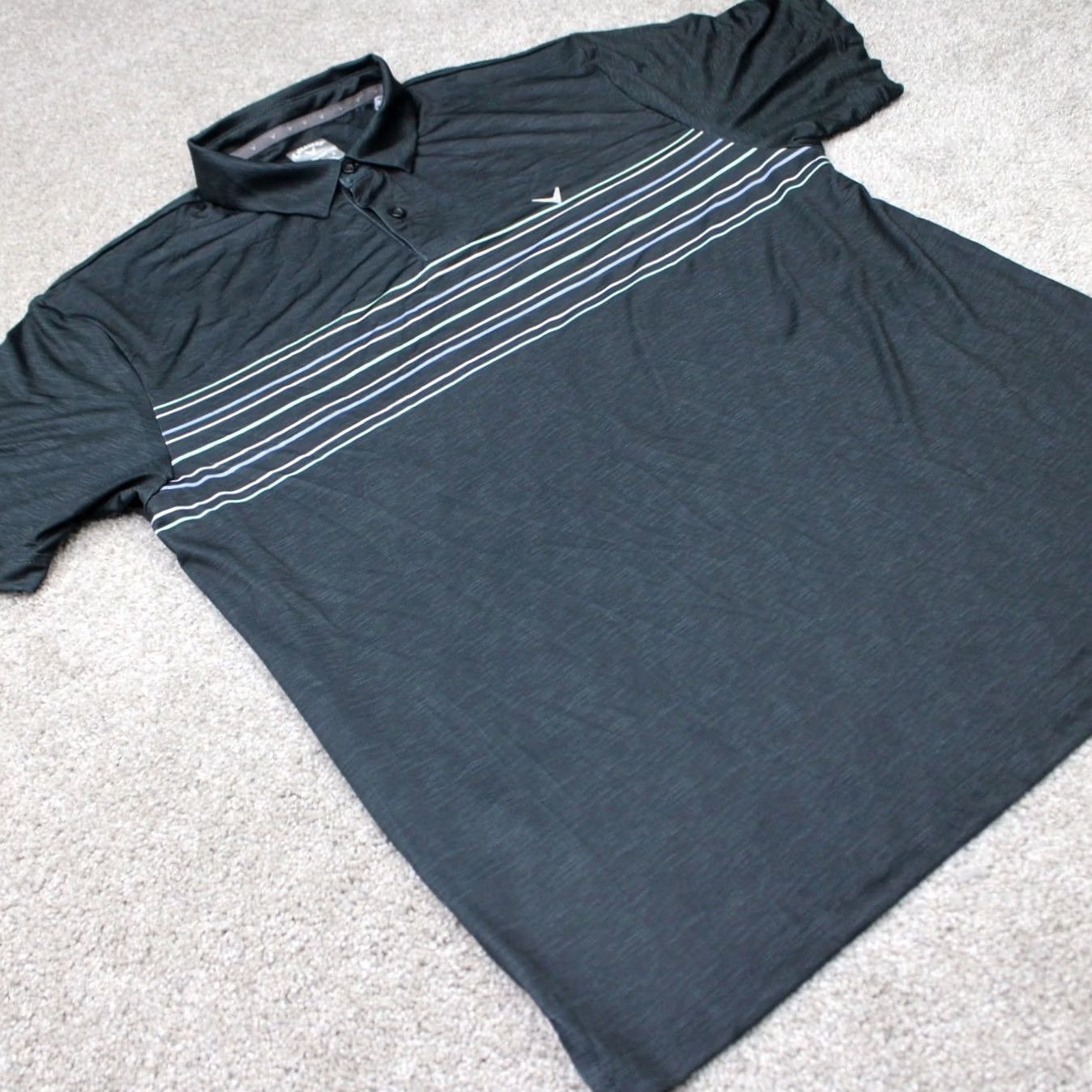 Callaway Callaway Opti-Dri Polo Shirt Mens Large Black Striped Short Sleeve Golf Shirt Shipped Next Business Day Size US L / EU 52-54 / 3 - 7 Thumbnail