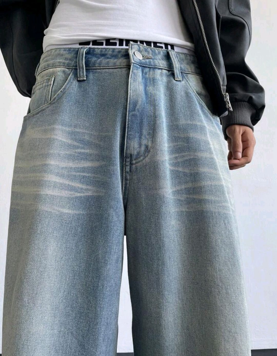 Japanese Brand × Vintage Y2K Vintage Distressed Washed Loose Baggy Straight-Leg Jeans Size US 37 - 5 Thumbnail
