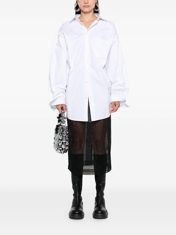 Balenciaga o1bcso1str0326 Asymmetric Shirt Large Fit in White Size XS / US 0-2 / IT 36-38 - 2 Thumbnail