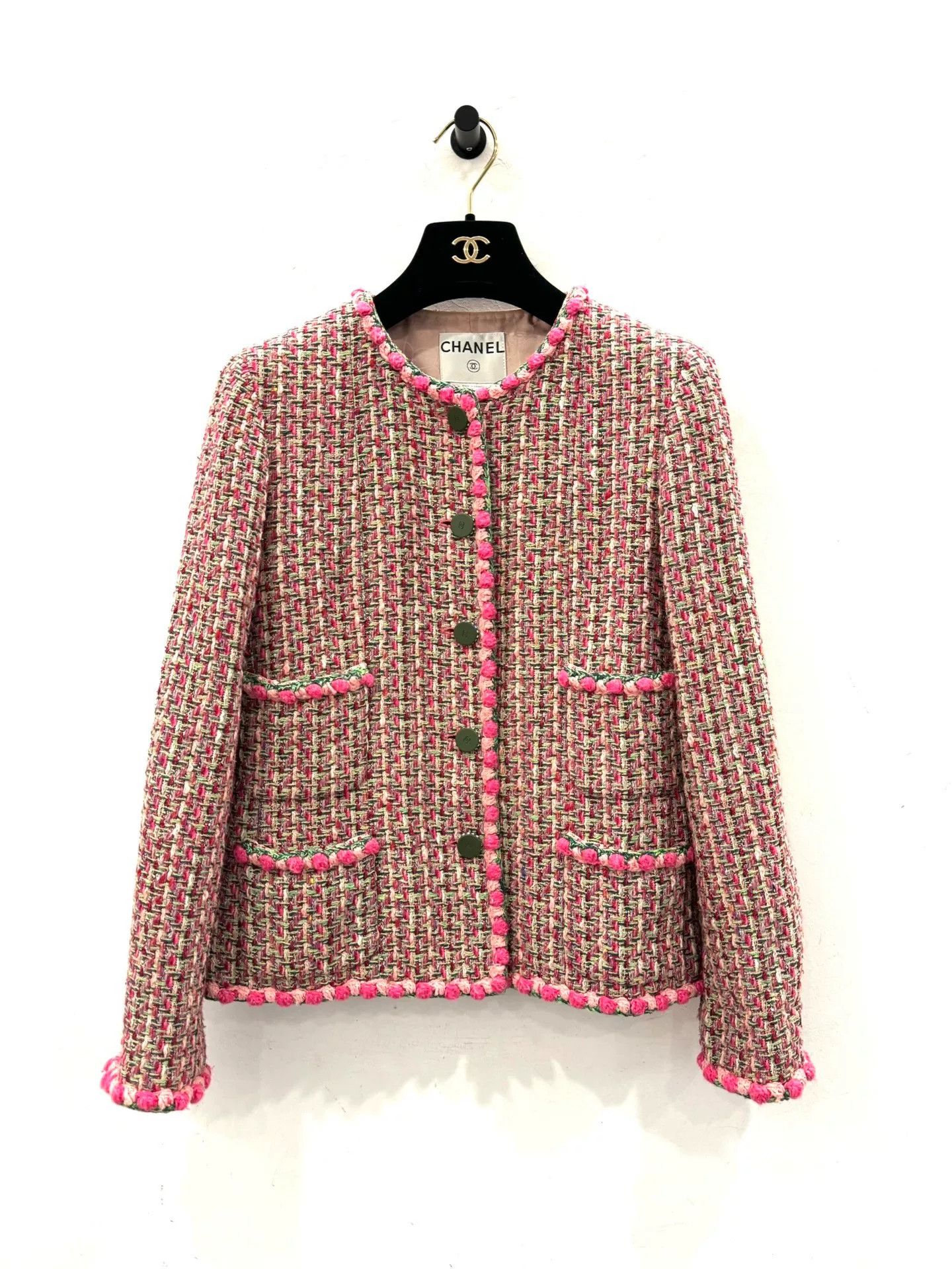 Chanel Chanel Pink Tweed Woven Jacket Size XXS / US 00 / IT 34 - 1 Thumbnail
