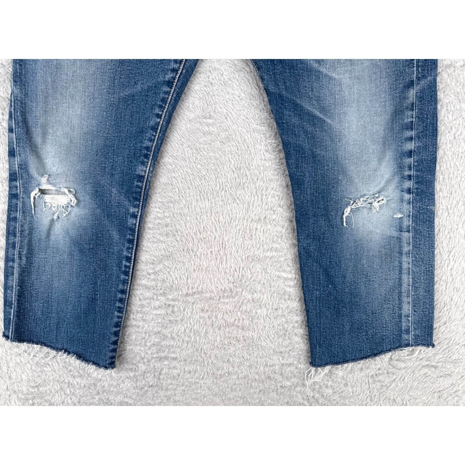 Levi's Levi's 512 Premium Jeans Adult 33 Blue Denim Skinny Distressed 32x22 Retro Mens Size US 33 - 2 Thumbnail