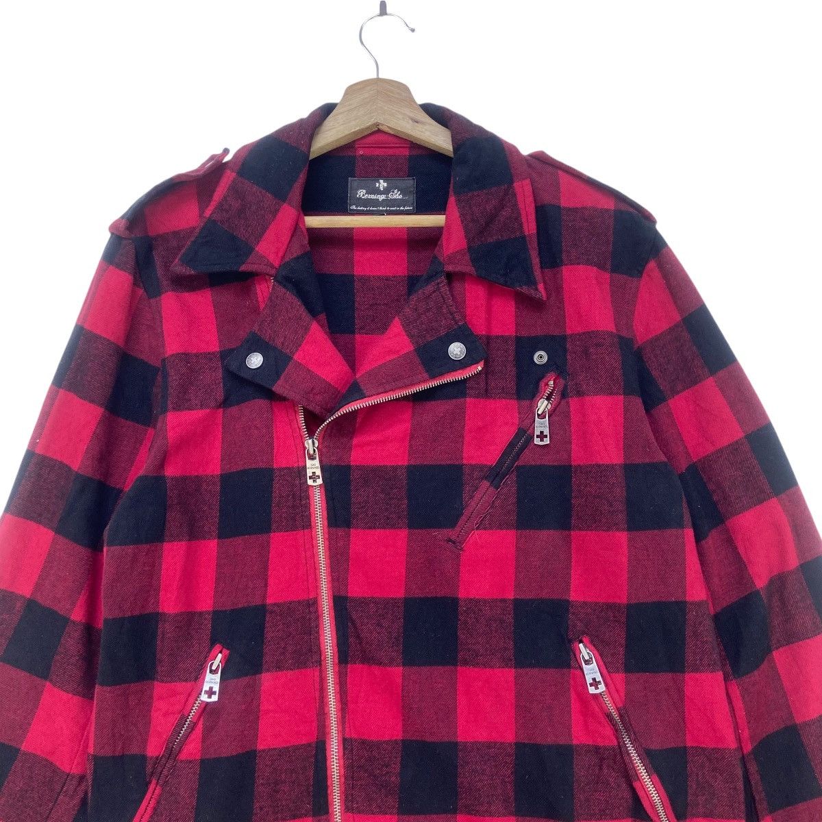 Japanese Brand Berning Sho Punk Hardcore Stylish Double Collar Biker Jacket Size US M / EU 48-50 / 2 - 11 Thumbnail