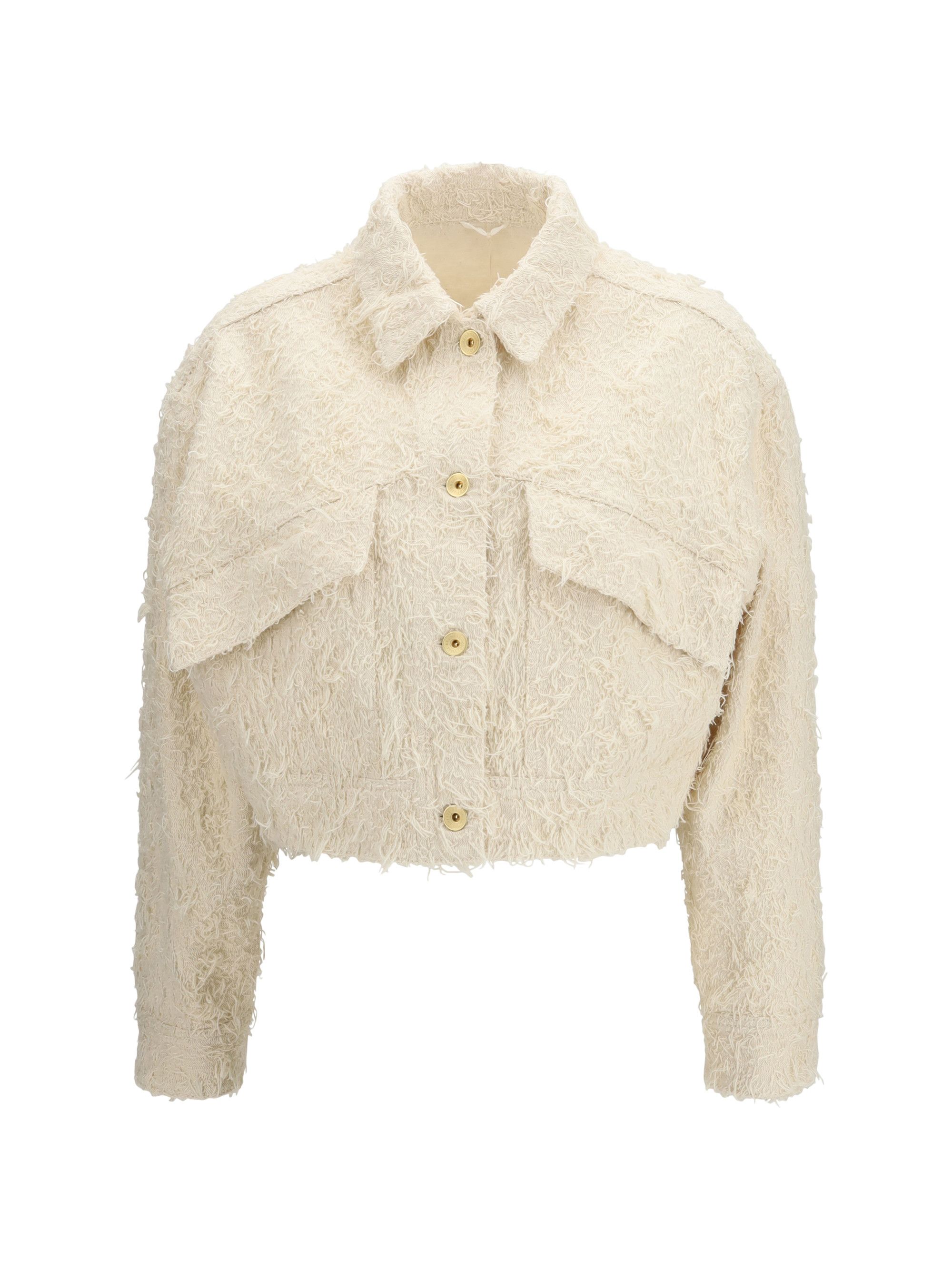 Brunello Cucinelli Fuzzy dyed denim outerwear Jacket with monili Size M / US 6-8 / IT 42-44 - 1 Thumbnail