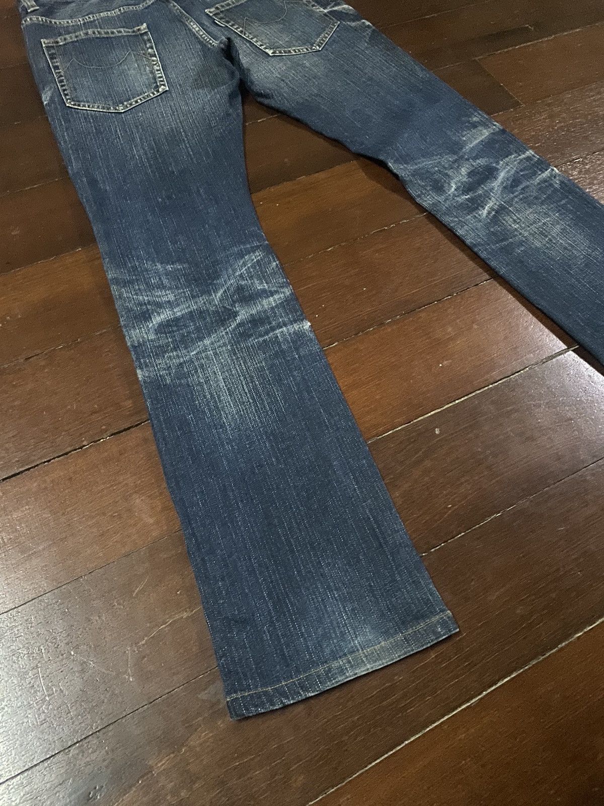 If Six Was Nine FIRE Tornado Mart Flare Denim Pants CLAWMARK DISTRESSED Size US 34 / EU 50 - 15 Thumbnail