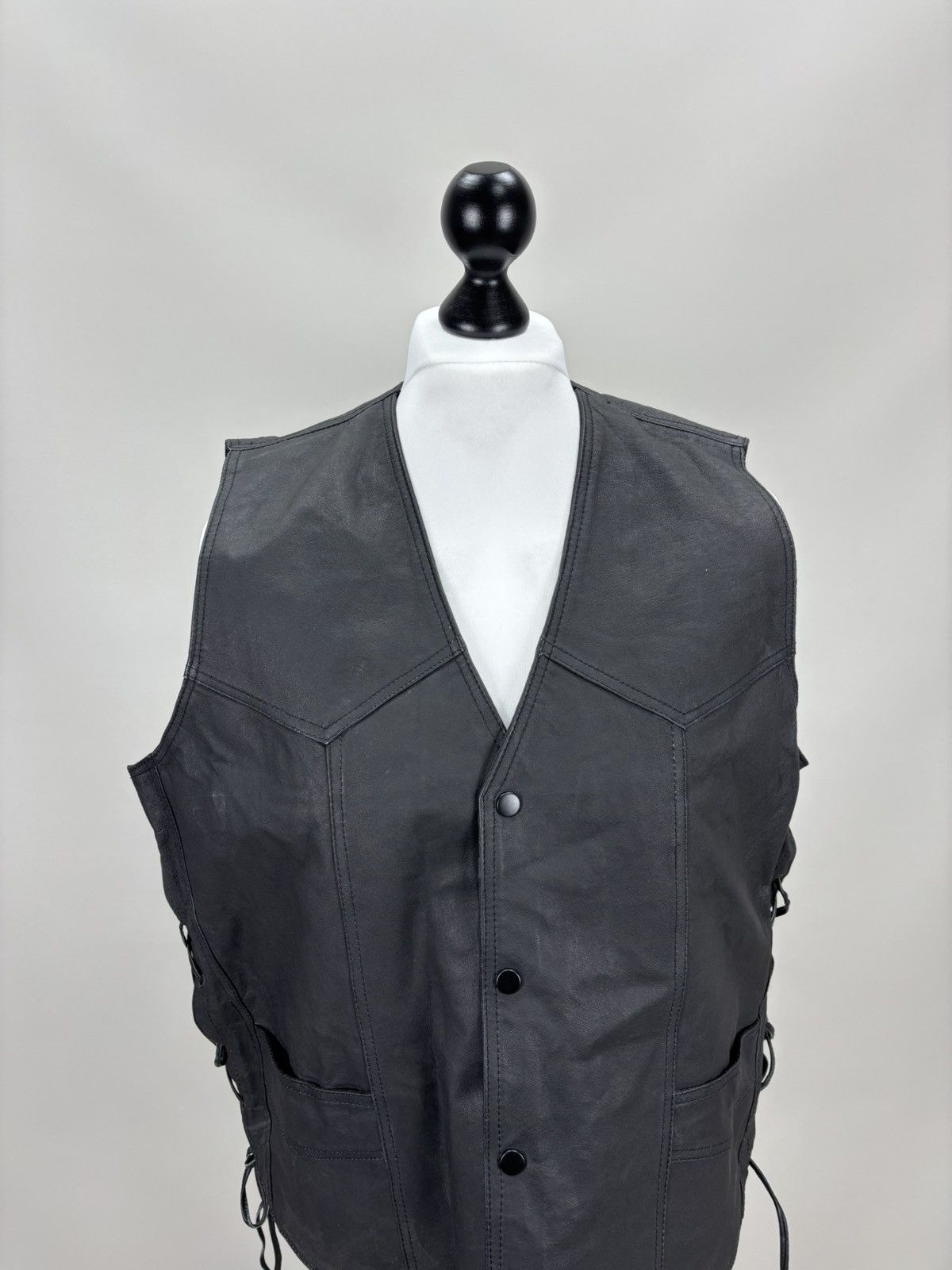 Other Mens leather vest western style HOT Size 54 Color Black Size US L / EU 52-54 / 3 - 2 Thumbnail