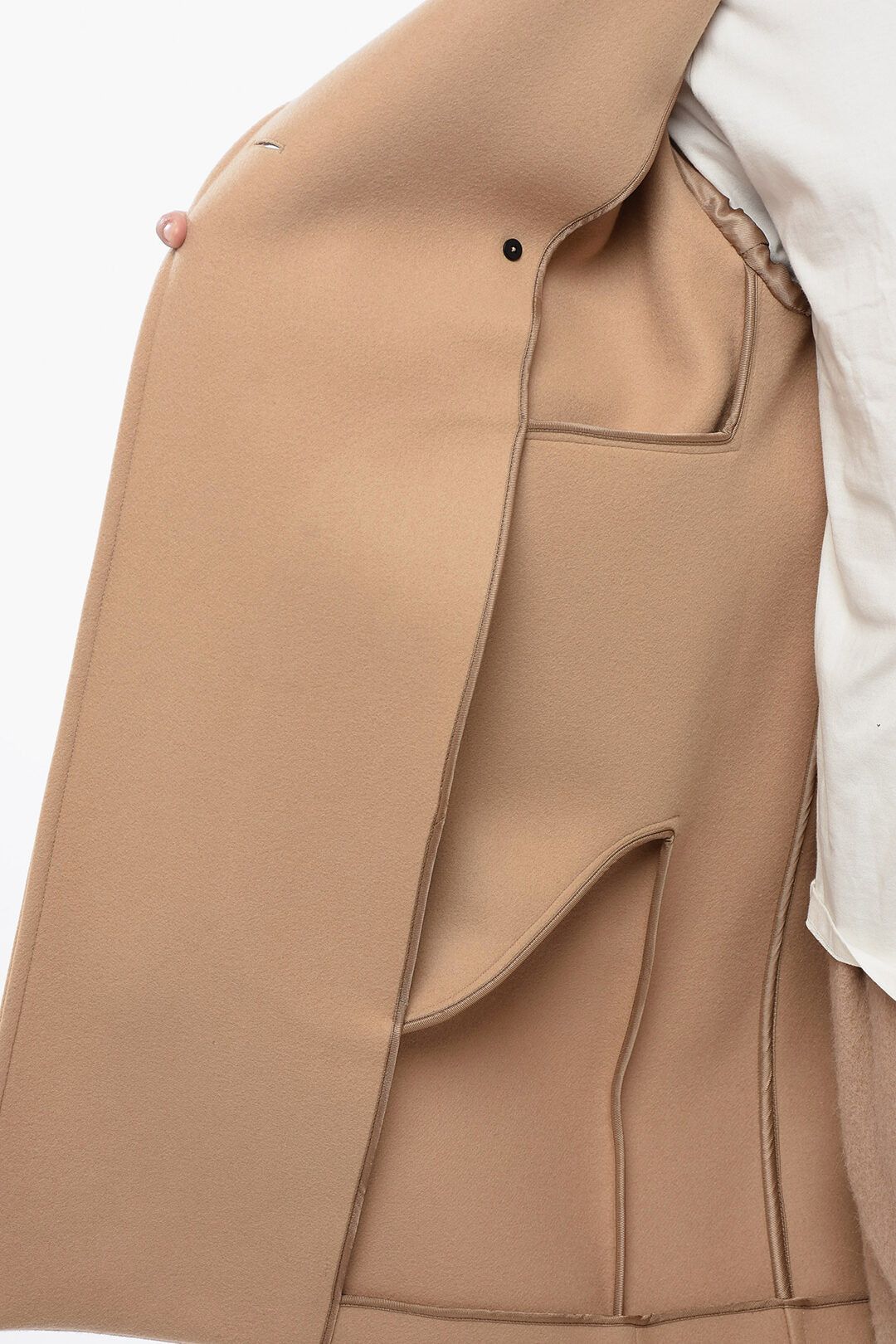 Jil Sander og1mm0625 Wool Double Breasted Coat in Beige Size US S / EU 44-46 / 1 - 5 Thumbnail