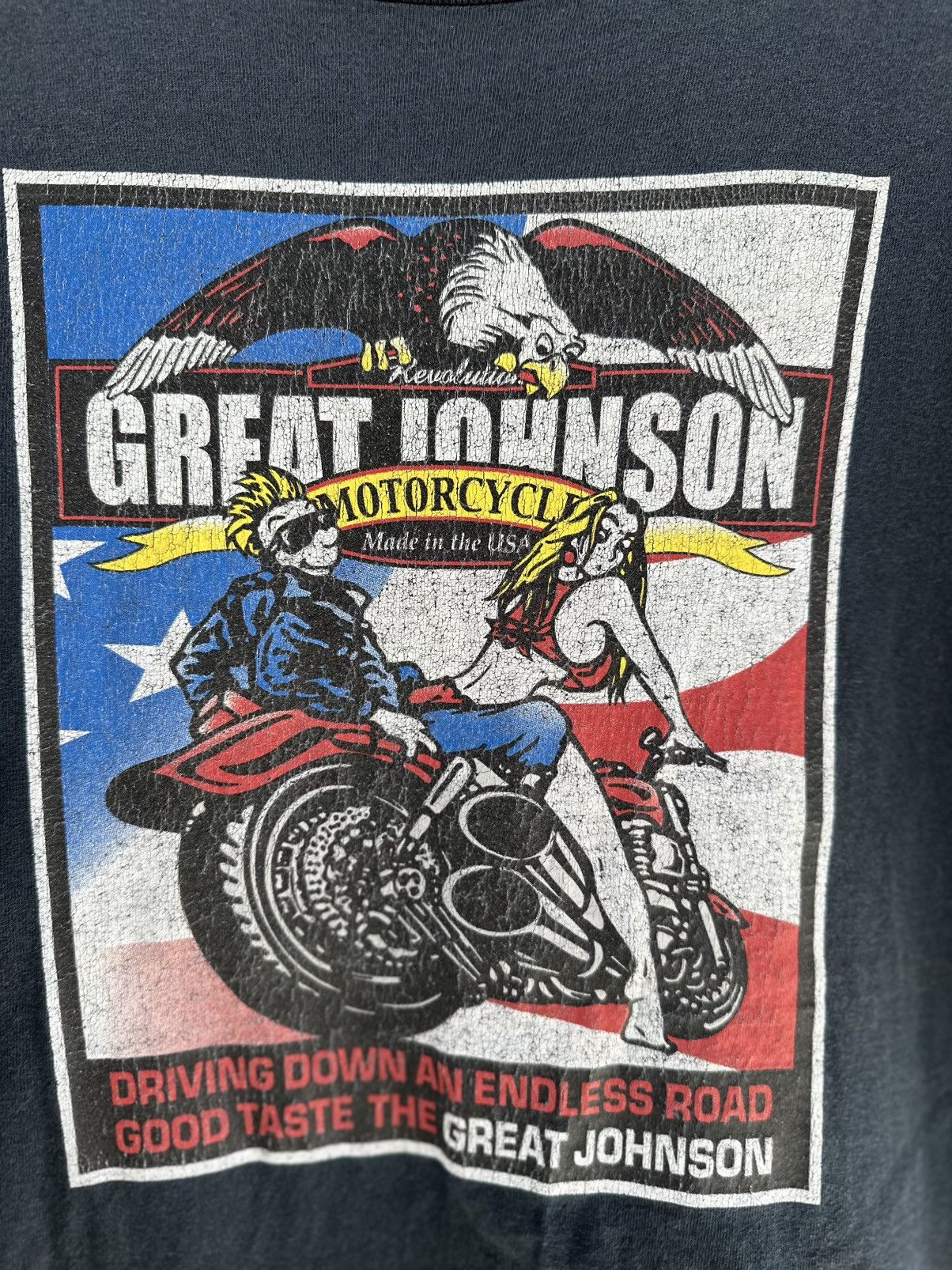 Harley Davidson Thrashed Vintage 90s Great Johnson Motorcycle Sun Faded Tee Size US M / EU 48-50 / 2 - 3 Thumbnail