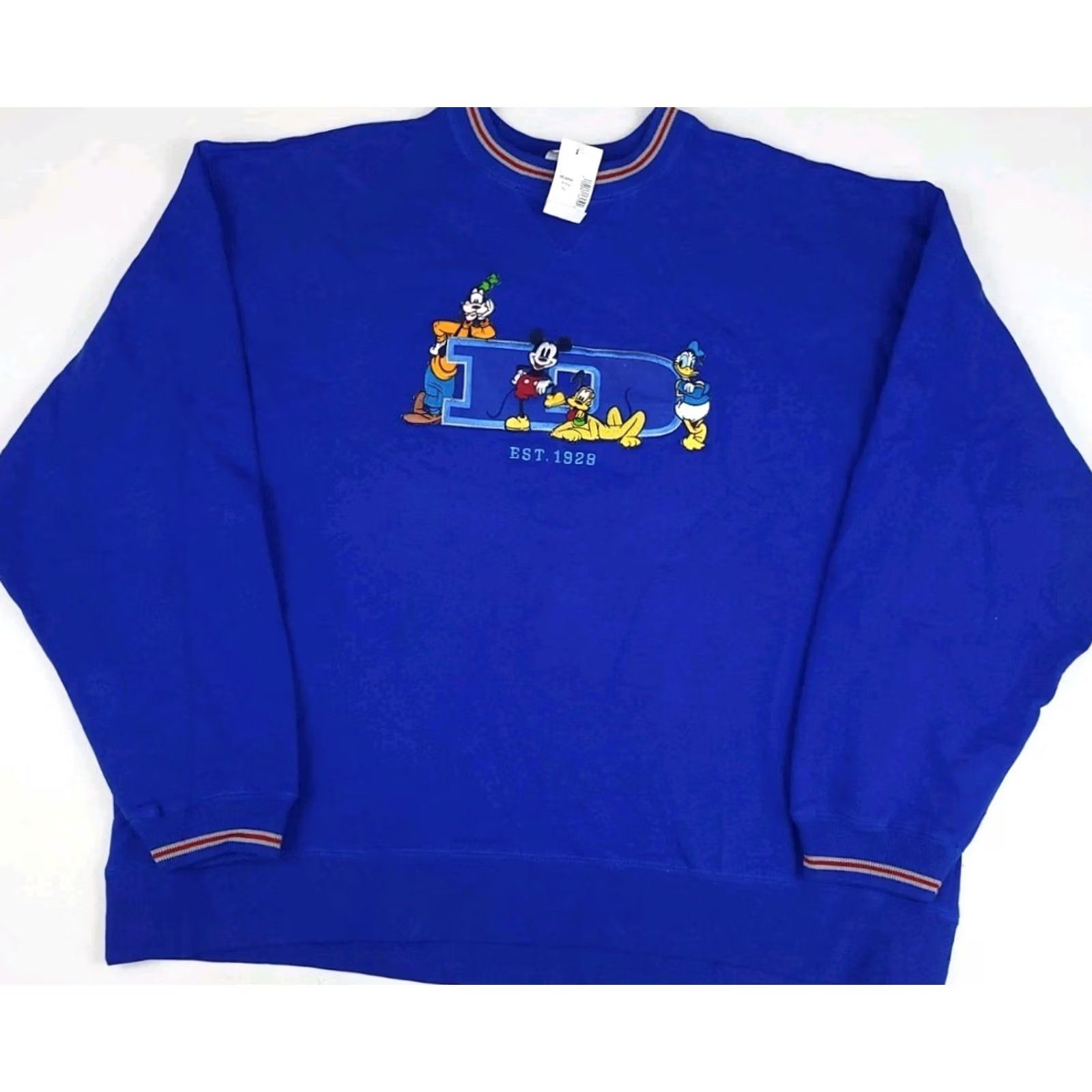 Disney VINTAGE Disney Sweatshirt 90s Goofy Mickey Donald Crew Neck Long Sleeve Blue 2XL Mens NWT Deadstock Sweatshirt Size US XXL / EU 58 / 5 - 2 Thumbnail