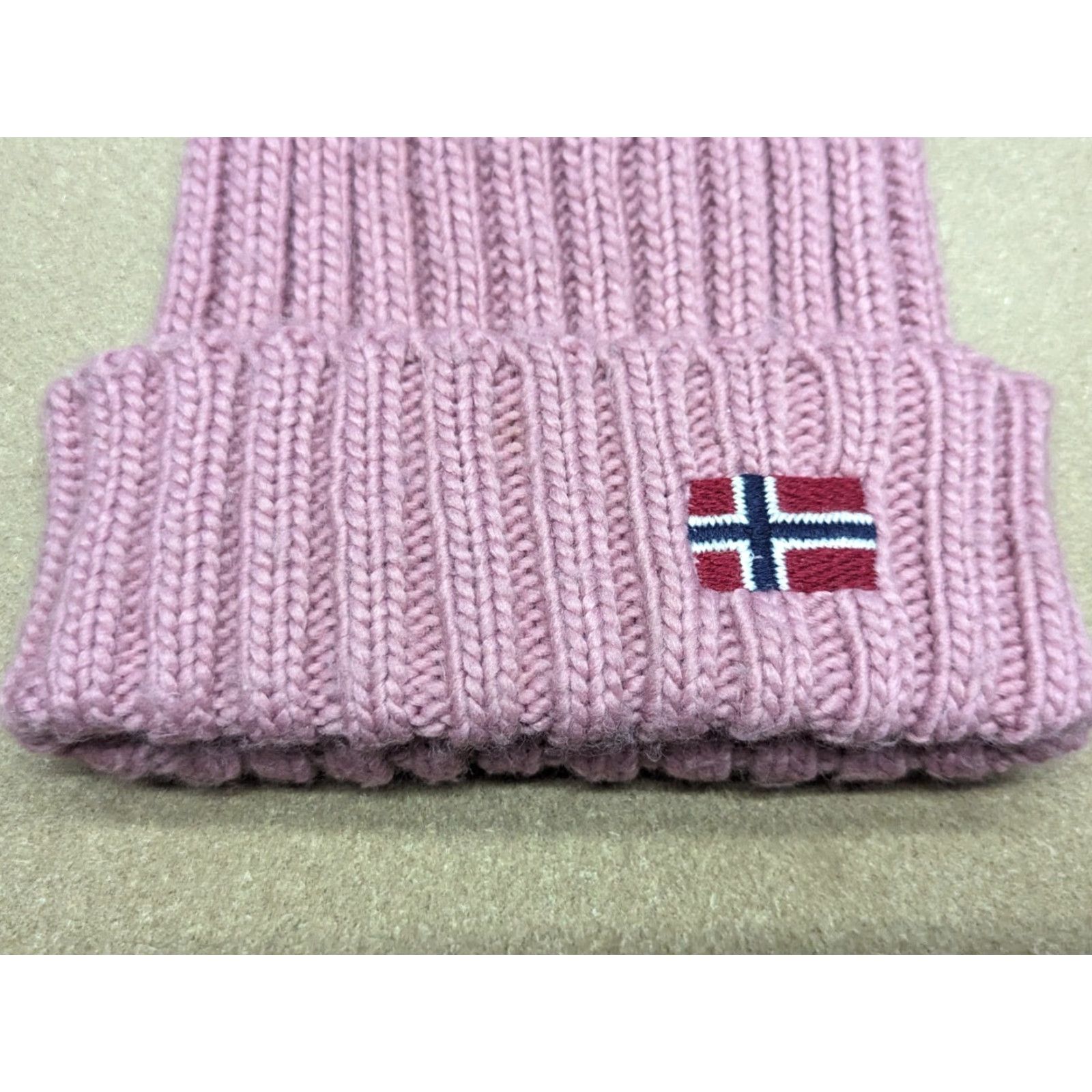 Napapijri Napapijri Beanie One Size Pink Knitted Wool Blend Pom Pom Hat Womens Size ONE SIZE - 6 Thumbnail
