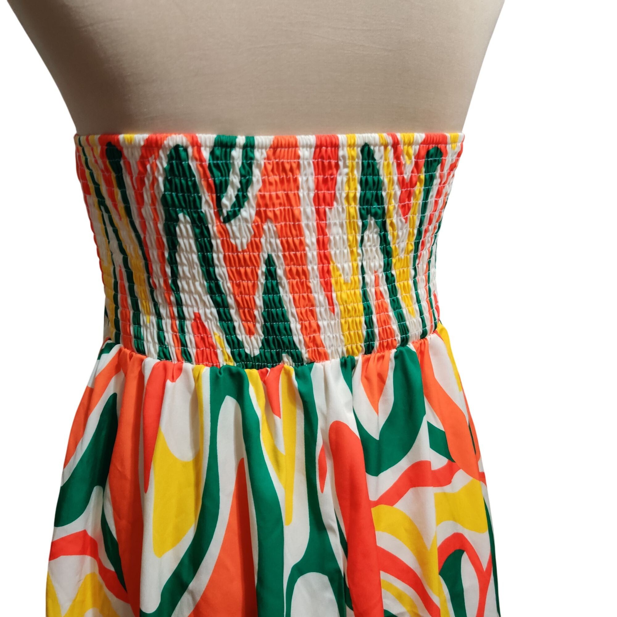 Shein Shein 8/10 Multicolor Swirl Strapless Cutout Midi Dress Tube Size L / US 10 / IT 46 - 5 Thumbnail