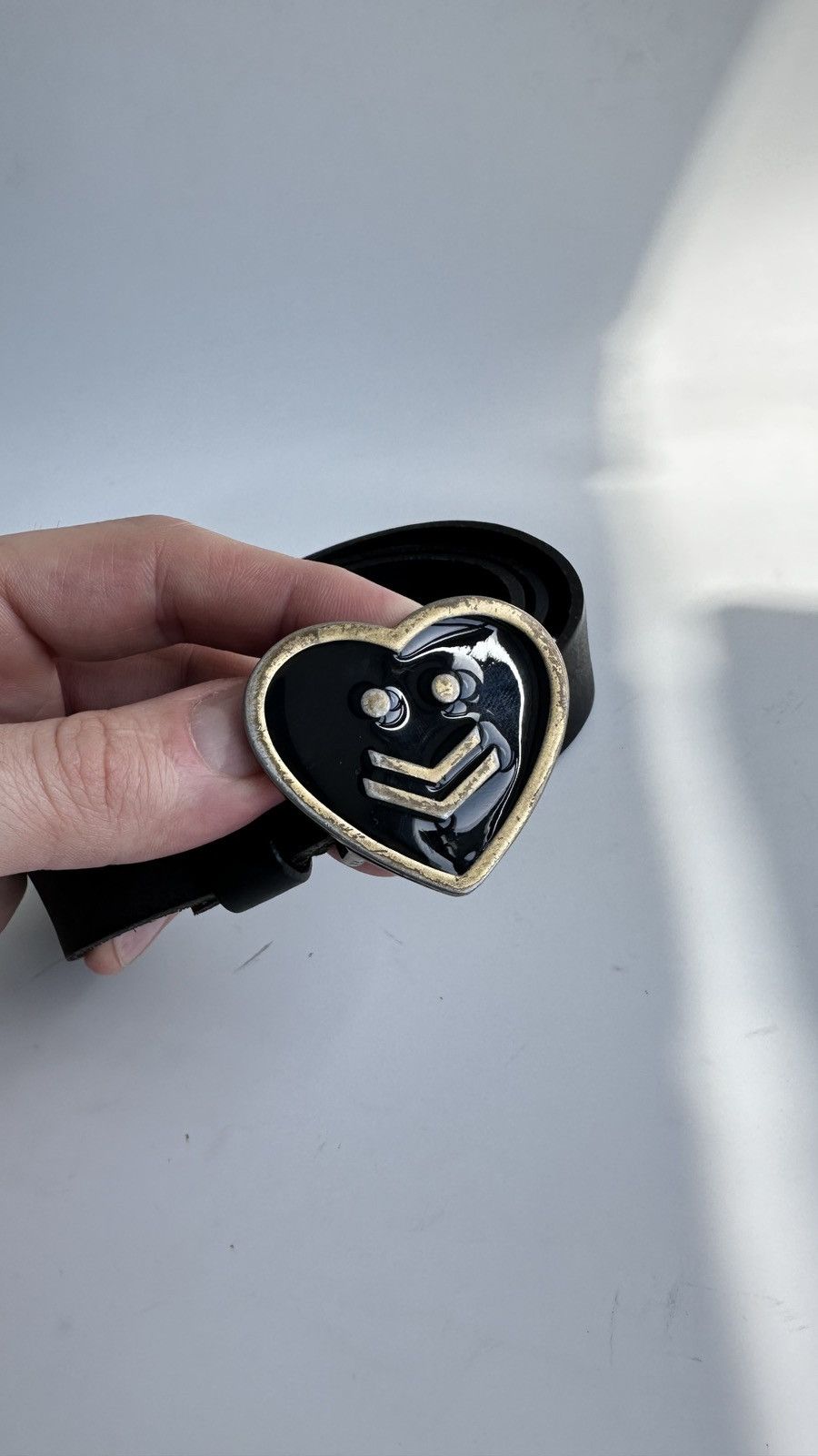 Love Moschino LOVE MOSCHINO Leather Belt 95 Heart Smiley Face Buckle Italy Size ONE SIZE - 3 Thumbnail