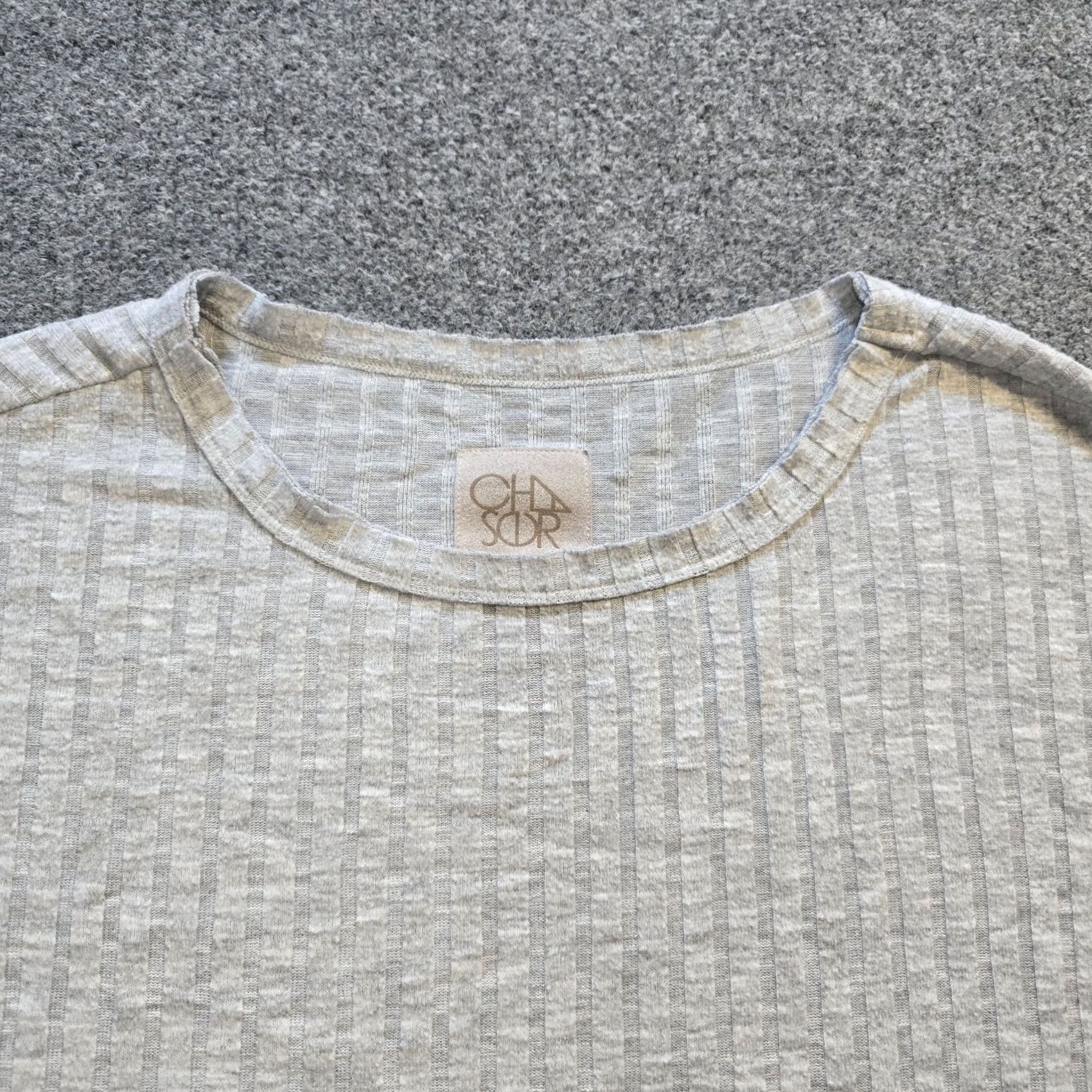 Vintage Chaser Top Womens Medium Gray Ribbed Long Sleeve Crop T-Shirt Casual Lounge Knit Regular Slim? (Note: There is no Slim in original) Size M / US 6-8 / IT 42-44 - 2 Thumbnail