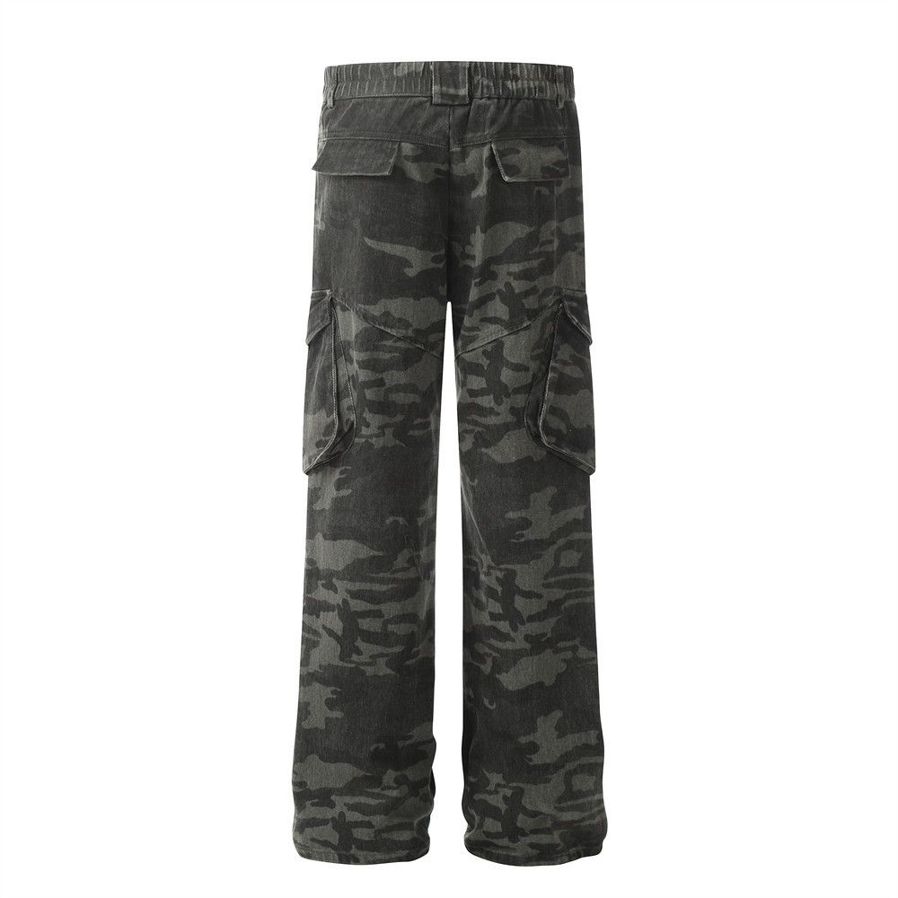 Japanese Brand Men's punk outdoor multi-pocket camouflage cargo jeans y2k Size US 32 / EU 48 - 3 Thumbnail