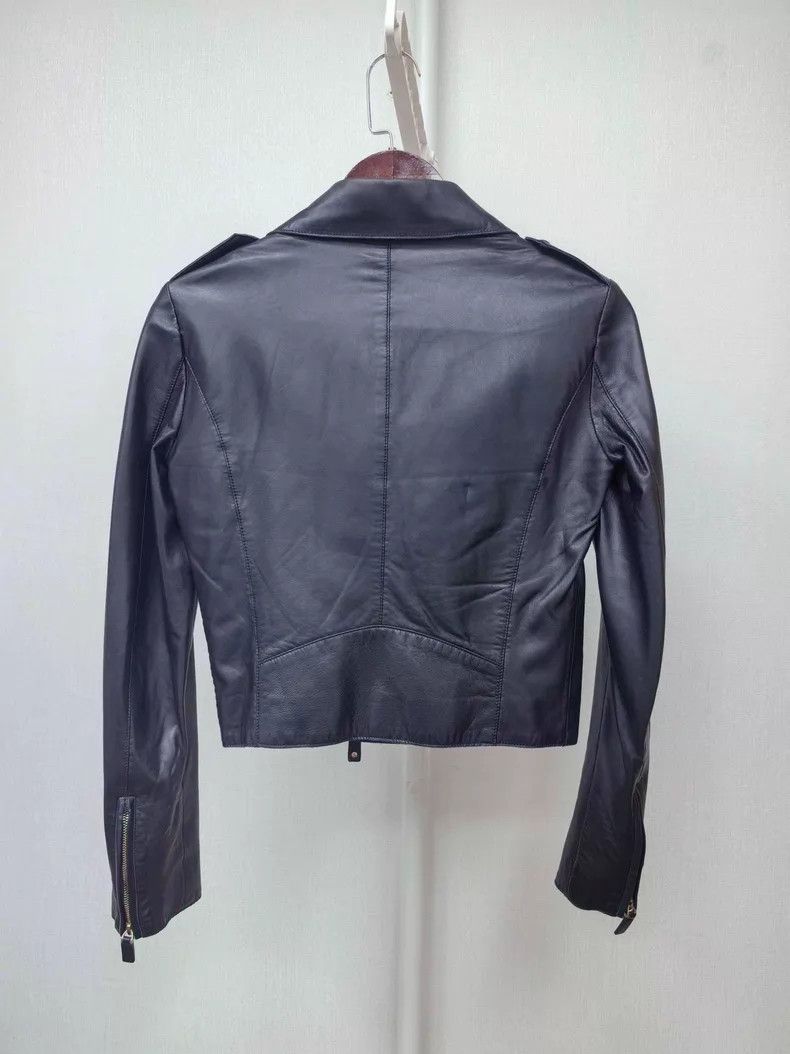 Valentino Valentino Black sheepskin diagonal zippered biker jacket j Size S / US 4 / IT 40 - 2 Thumbnail