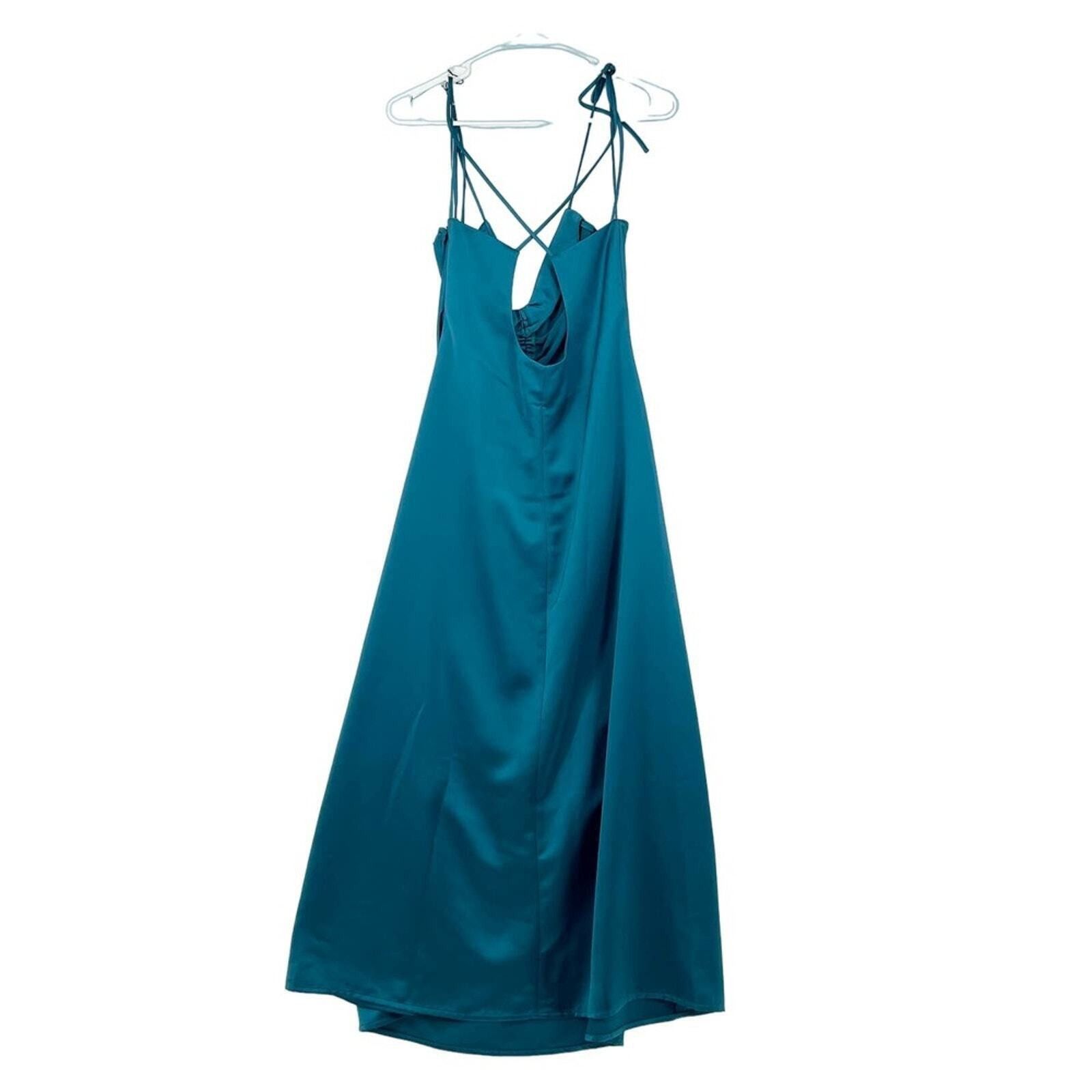 Jason Wu Jason Wu Teal Crisscross Tie Shoulder Slip Maxi Dress Large Size L / US 10 / IT 46 - 6 Thumbnail