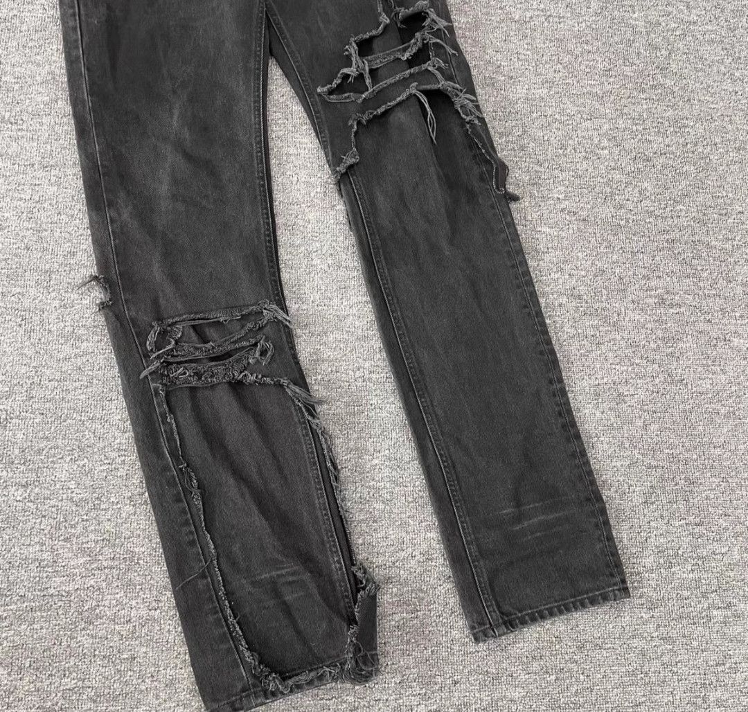 Raf Simons RafSimons 19AW 20SS Black Double Destroyed Jeans-2505 Size US 32 / EU 48 - 2 Thumbnail