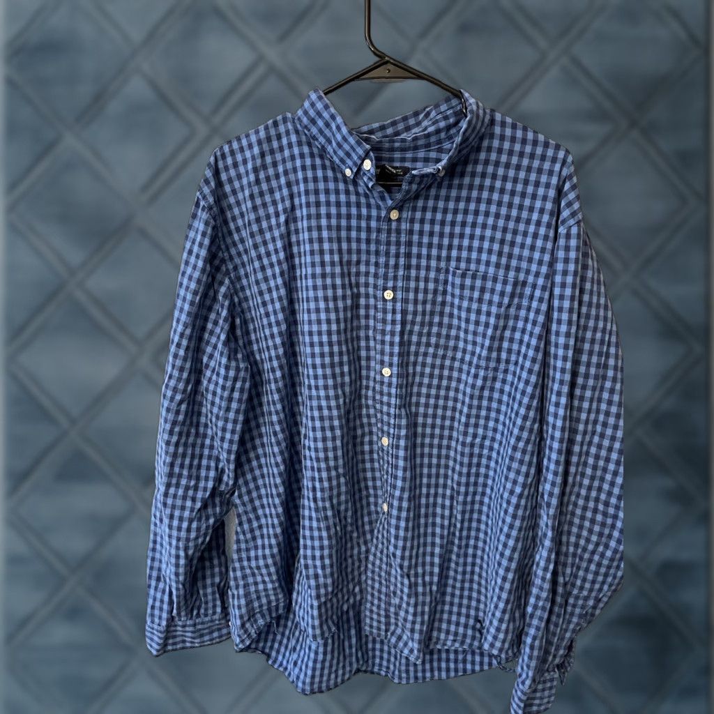 Gap GAP Button-Up Shirt Long Sleeve Plaid 2XL Blue Cotton Gingham Standard Fit Classic Mens Shirt Size US XXL / EU 58 / 5 - 1 Thumbnail
