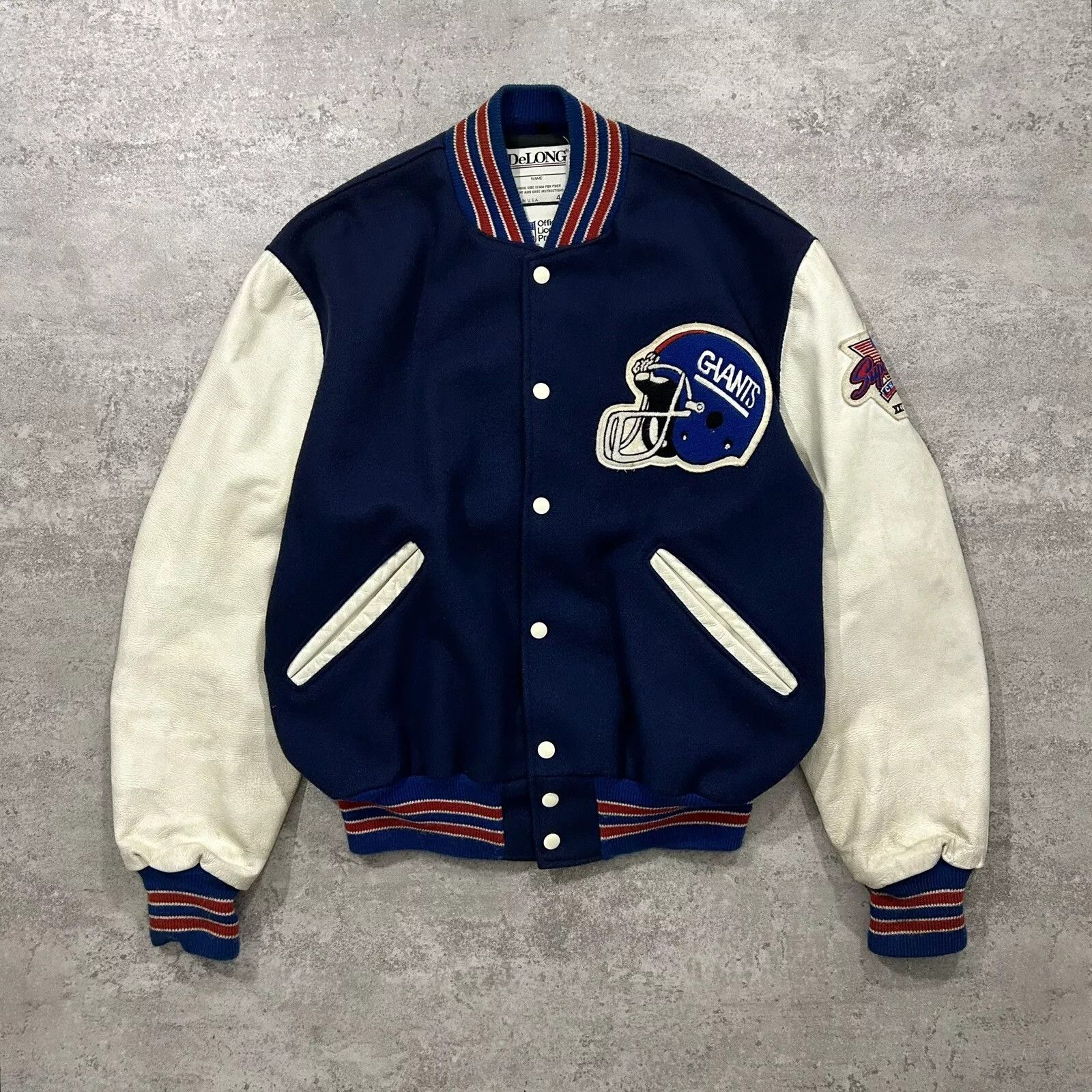 Made In Usa NFL Vintage NEW YORK GIANTS DELONG VARSITY JACKET SUPER BOWL SIZE 44 Grailed