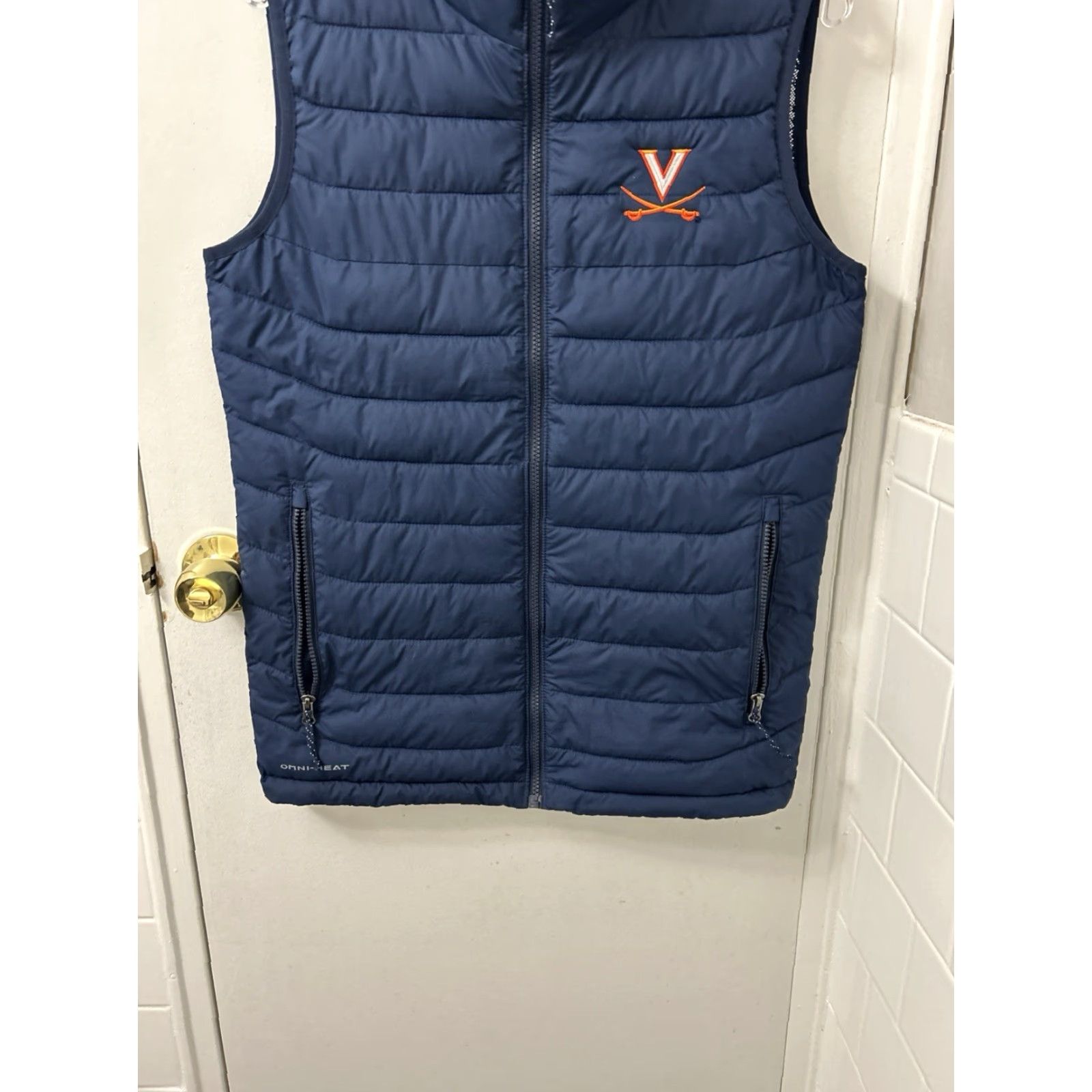Vintage Columbia Puffer Vest Mens S Navy Blue UVA Cavaliers Omni-Heat Full Zip Jacket Size US S / EU 44-46 / 1 - 3 Thumbnail