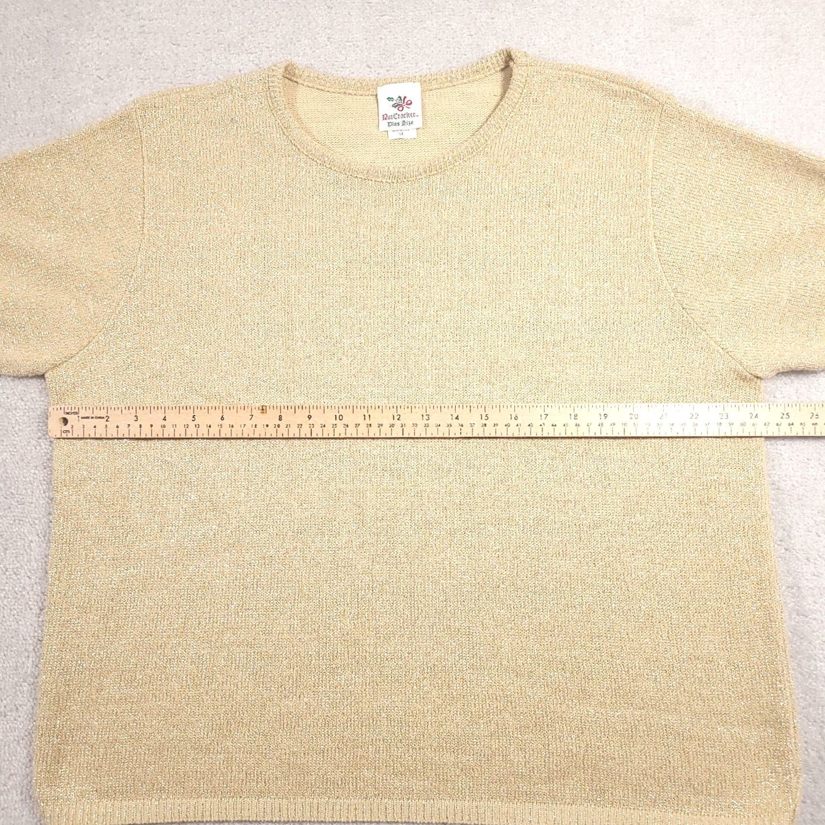 Vintage VINTAGE Nutcracker Sweater Women 1X Plus Size Short Sleeve Knit Gold Shimmer USA Vest 90s Christmas Womens Size XL / US 12-14 / IT 48-50 - 6 Thumbnail