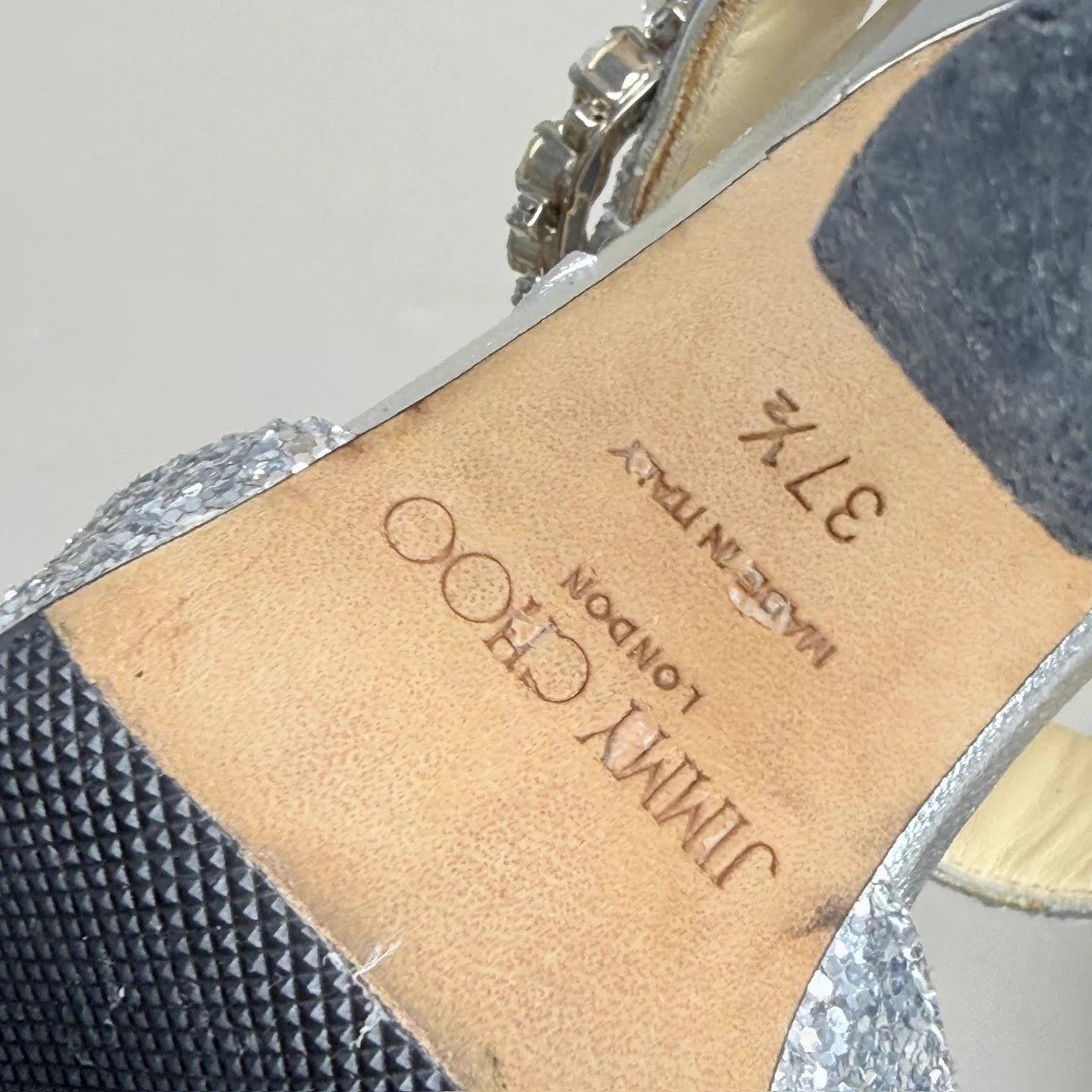 Jimmy Choo Jimmy Choo Crystal Buckle Glitter Strappy Heels 37.5 99 New Size US 7 / IT 37 - 7 Thumbnail