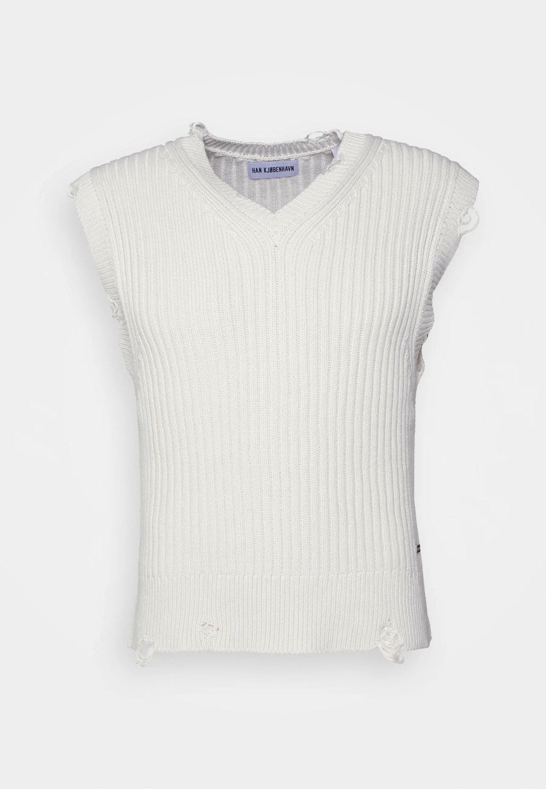 Han Kjobenhavn !DS! SS23 Han Kjobenhavn Distressed Knit Cream Vest Size US L / EU 52-54 / 3 - 6 Thumbnail