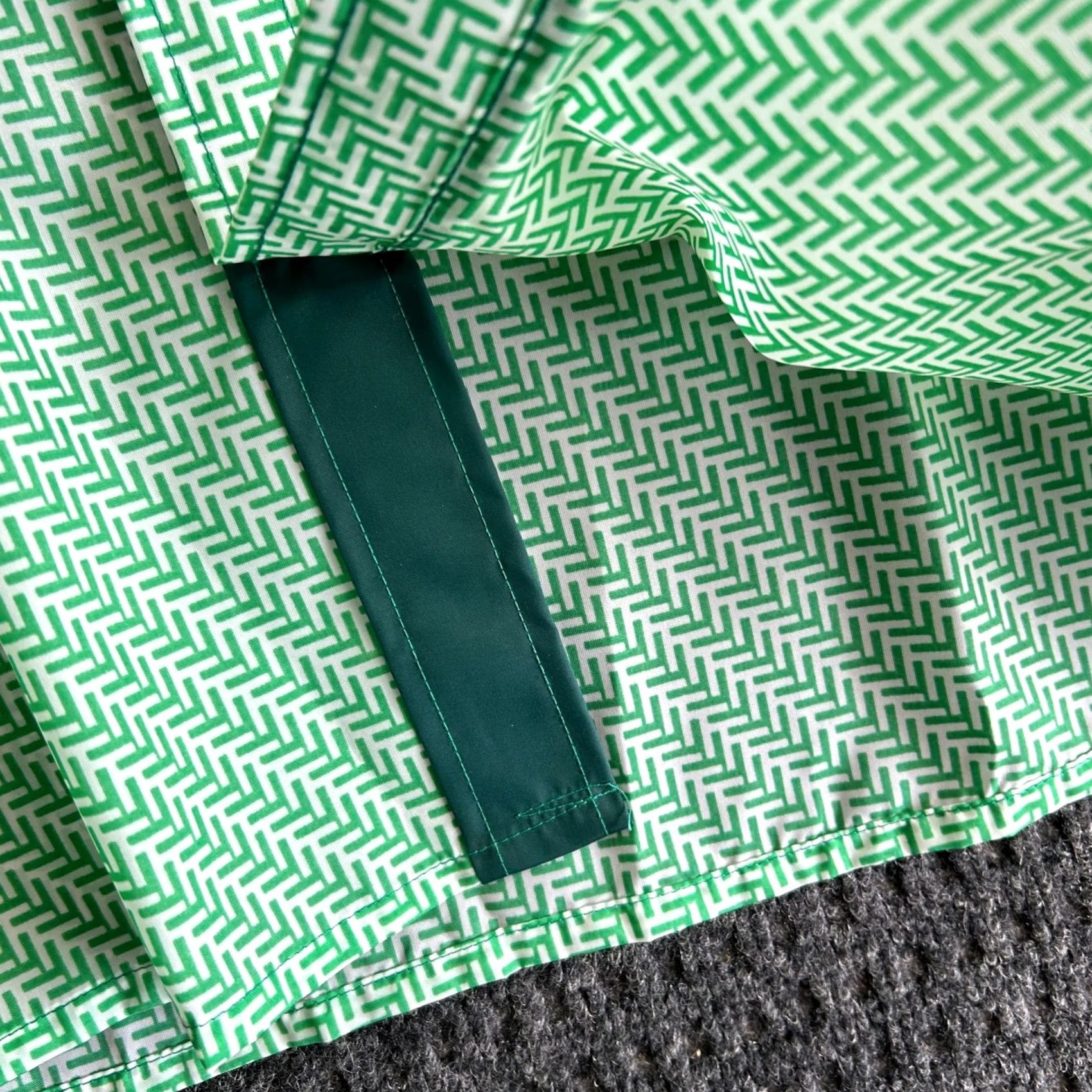 Obermeyer VINTAGE Obermeyer Button-Up Shirt NEW L Green Zig Zag Pattern 70's 80's Mens Long Sleeve Collared Cotton Nylon Blend Size US L / EU 52-54 / 3 - 6 Thumbnail