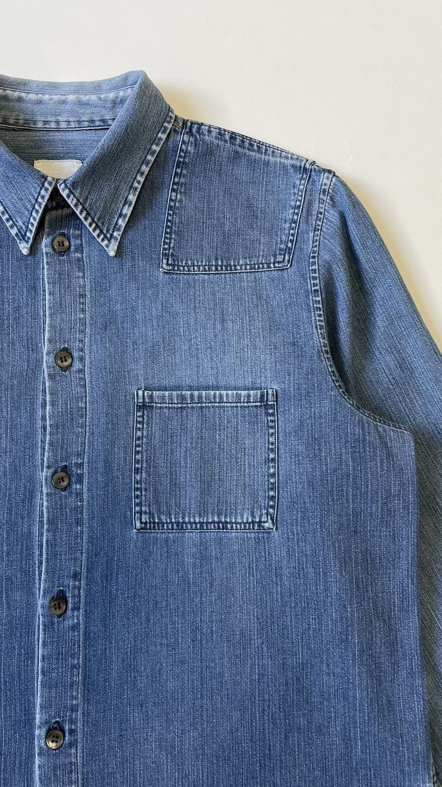 Helmut Lang 1998 Washed Blue Denim Military Shirt Size US M / EU 48-50 / 2 - 7 Thumbnail