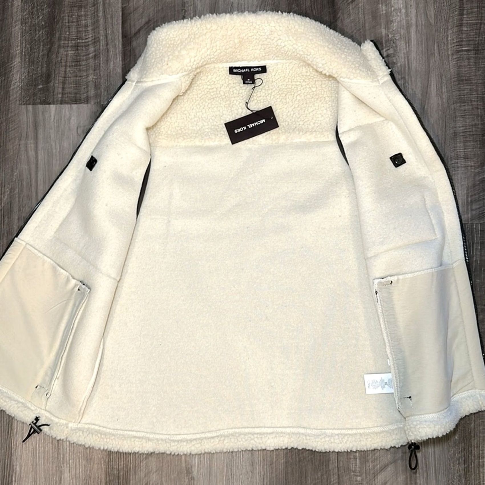 Michael Kors Michael Kors Vest Bomber Jacket Men Medium Sherpa Faux Leather Lined Cream Color NWT Bone Brown Polyester 100% Size US M / EU 48-50 / 2 - 6 Thumbnail