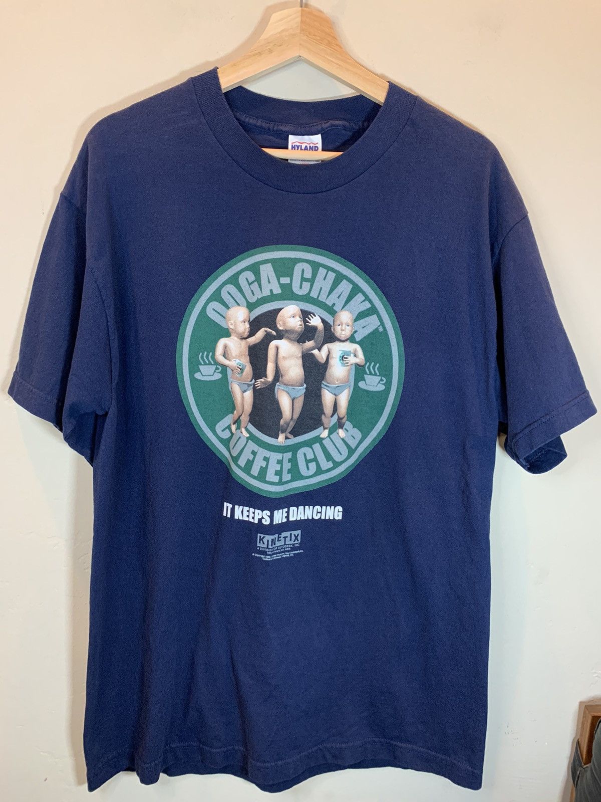 Vintage *RARE* Vintage 90s Ooga Chaka Coffee Club Dancing Baby Shirt Size US L / EU 52-54 / 3 - 1 Thumbnail