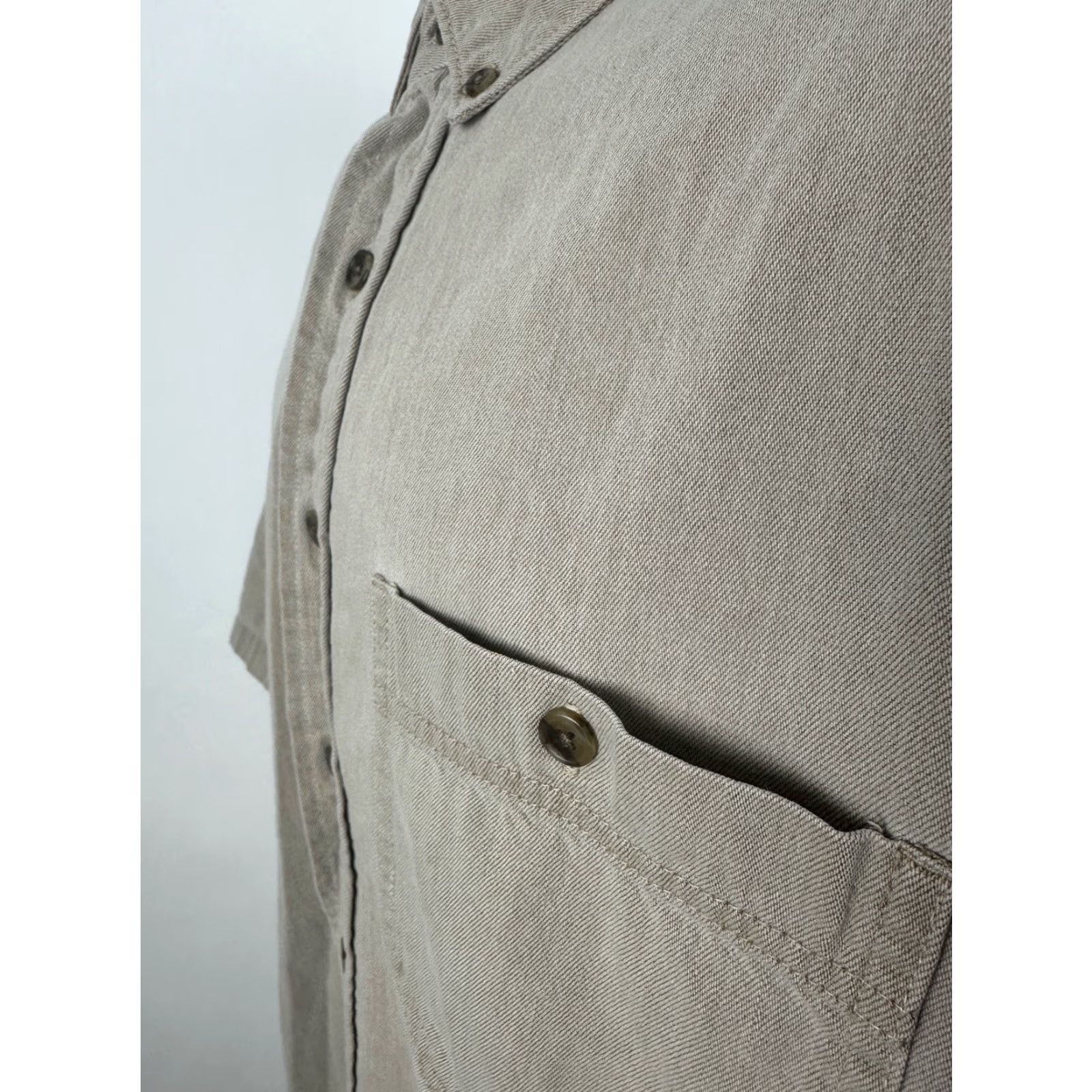Denime VINTAGE Three Rivers Denim Shirt Men Large Button-Down Heavyweight Cotton Beige 90s Casual Mens Large Denim Shirt Size US L / EU 52-54 / 3 - 5 Thumbnail