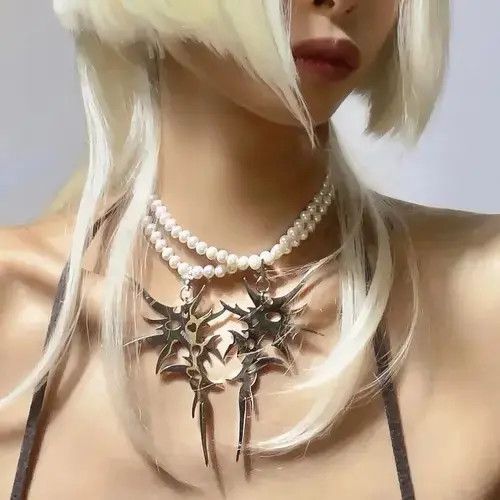 Other Electro Tribal Chain Spikes Silver Abstract Star Pop Fantasy Size ONE SIZE - 1 Thumbnail